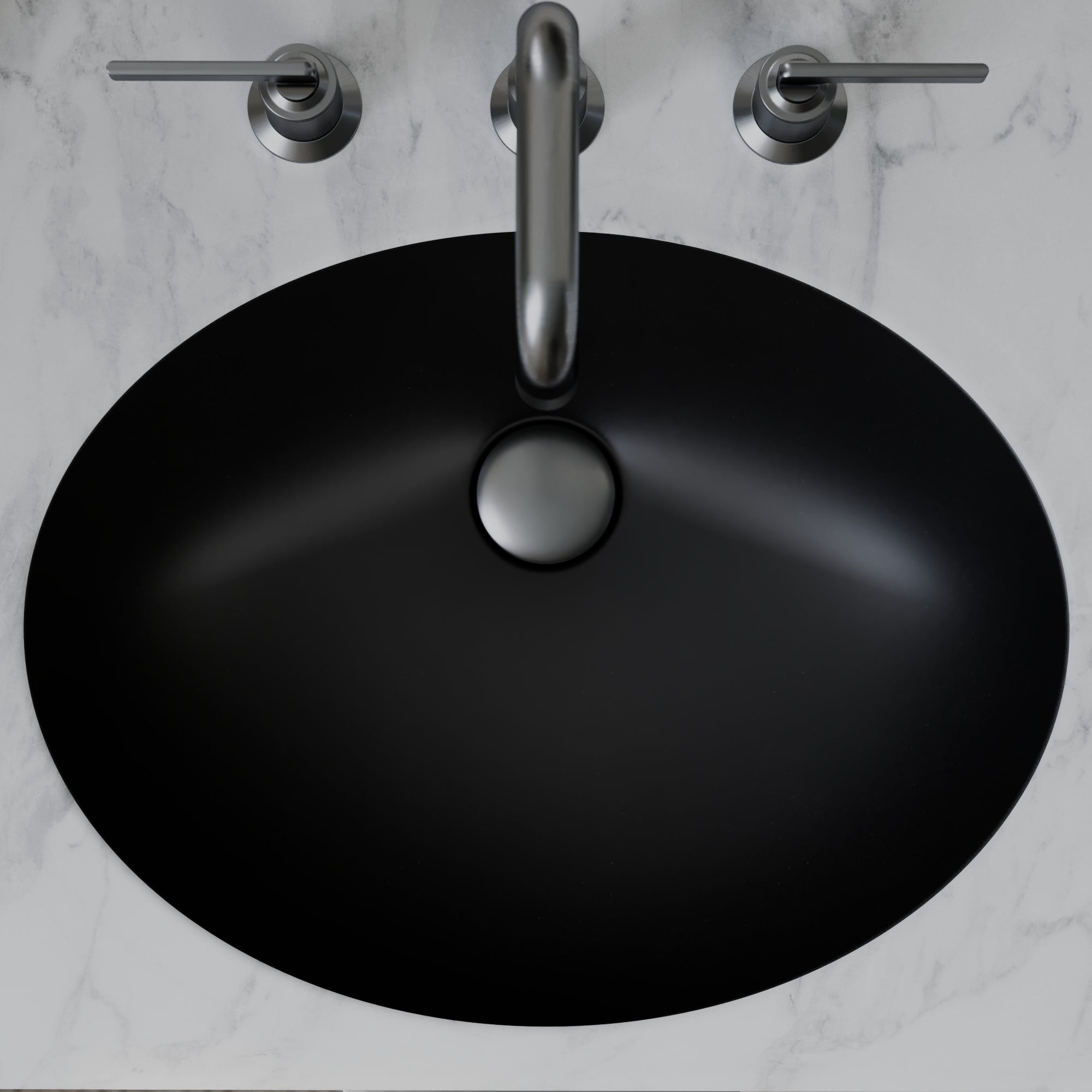 19" Seamless Undermount Quartz Composite Bathroom Sink In Black