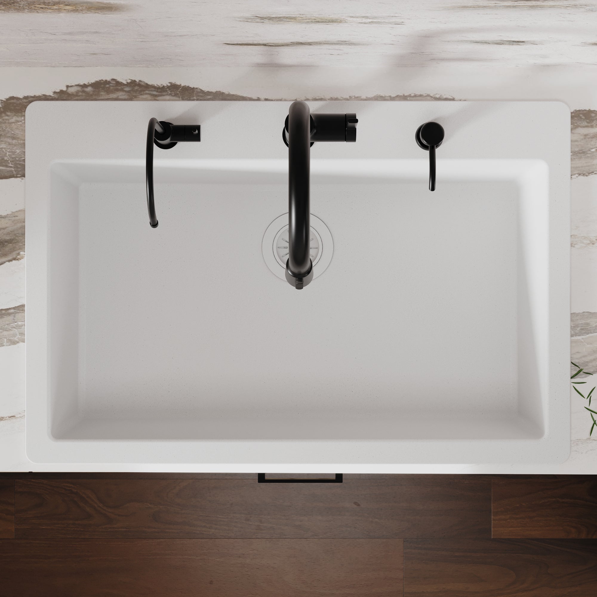 33" Top Mount Single Bowl Quartz Composite Kitchen Sink In White