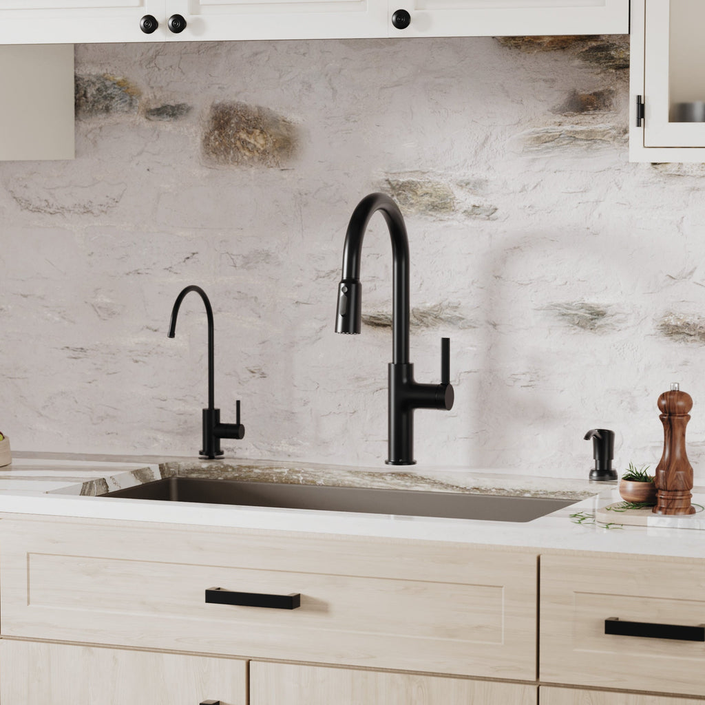 32-3/8" Undermount Double Equal Bowl Quartz Composite Kitchen Sink Kit In Brown