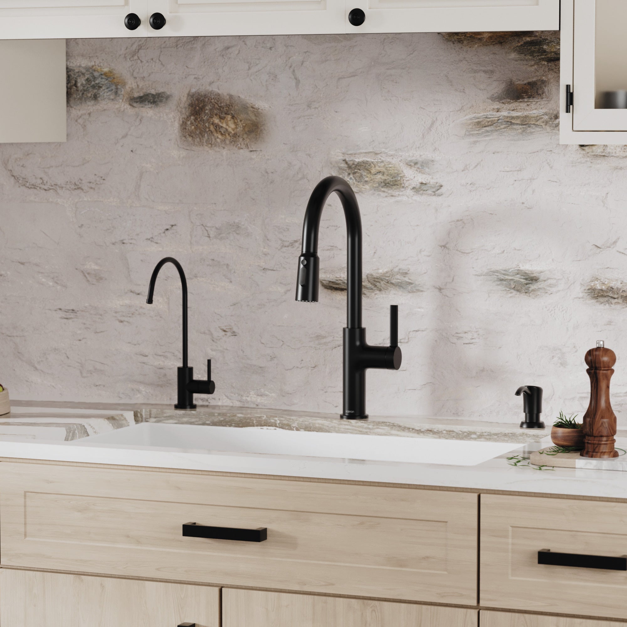 32-3/8" Undermount Large Single Bowl Quartz Composite Kitchen Sink Kit In White