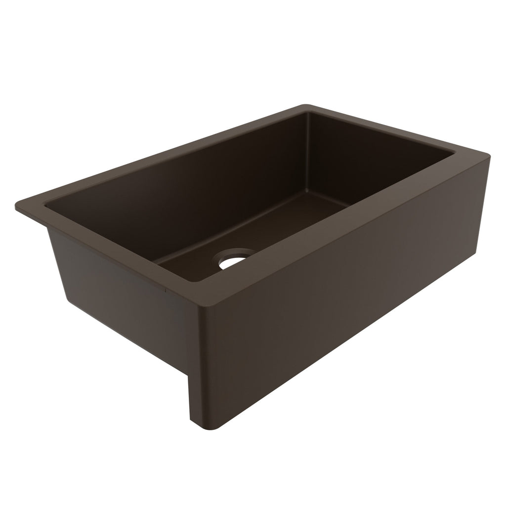 34" Farmhouse Large Single Bowl Quartz Composite Kitchen Sink In Brown