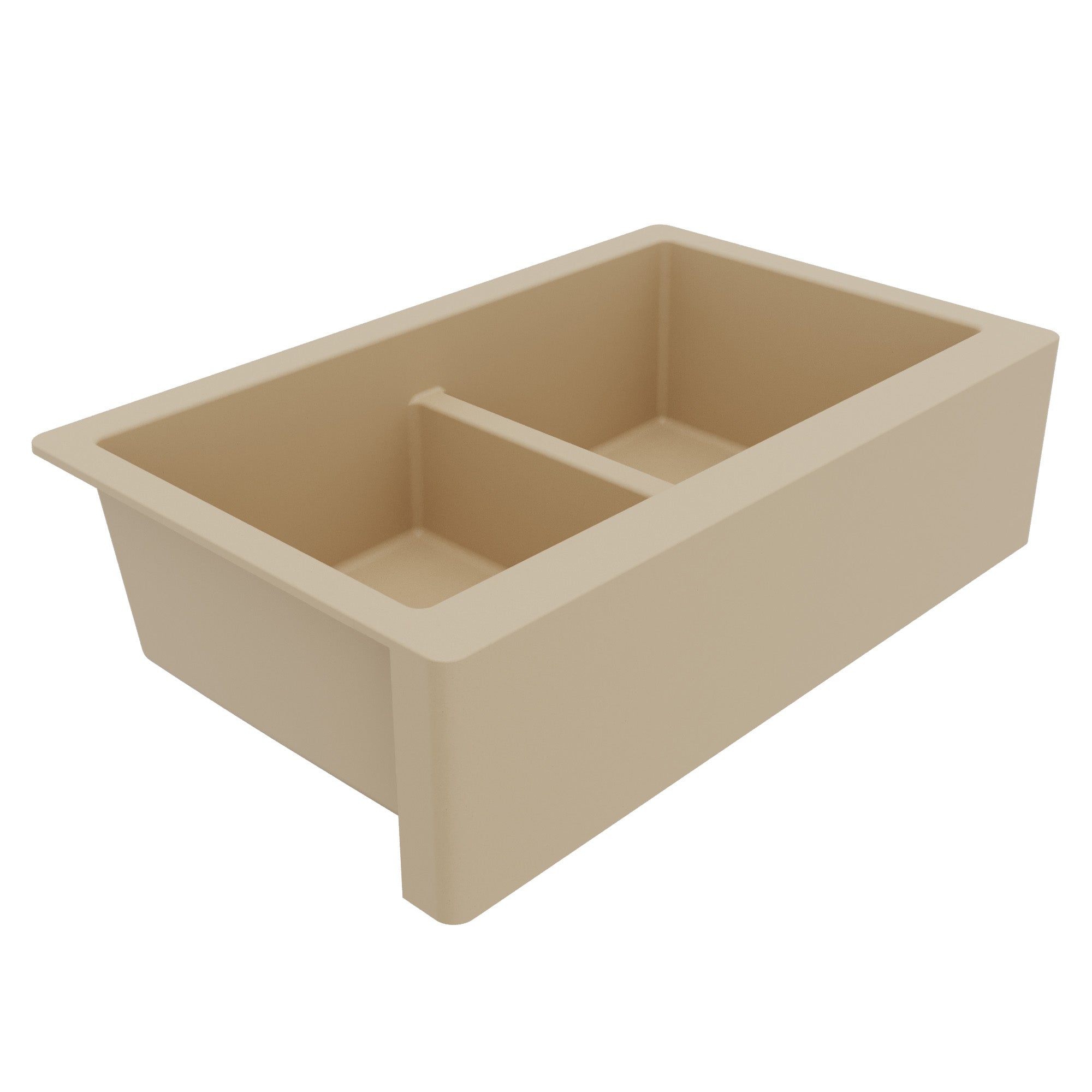 34" Farmhouse Double Equal Bowl Quartz Composite Kitchen Sink In Bisque