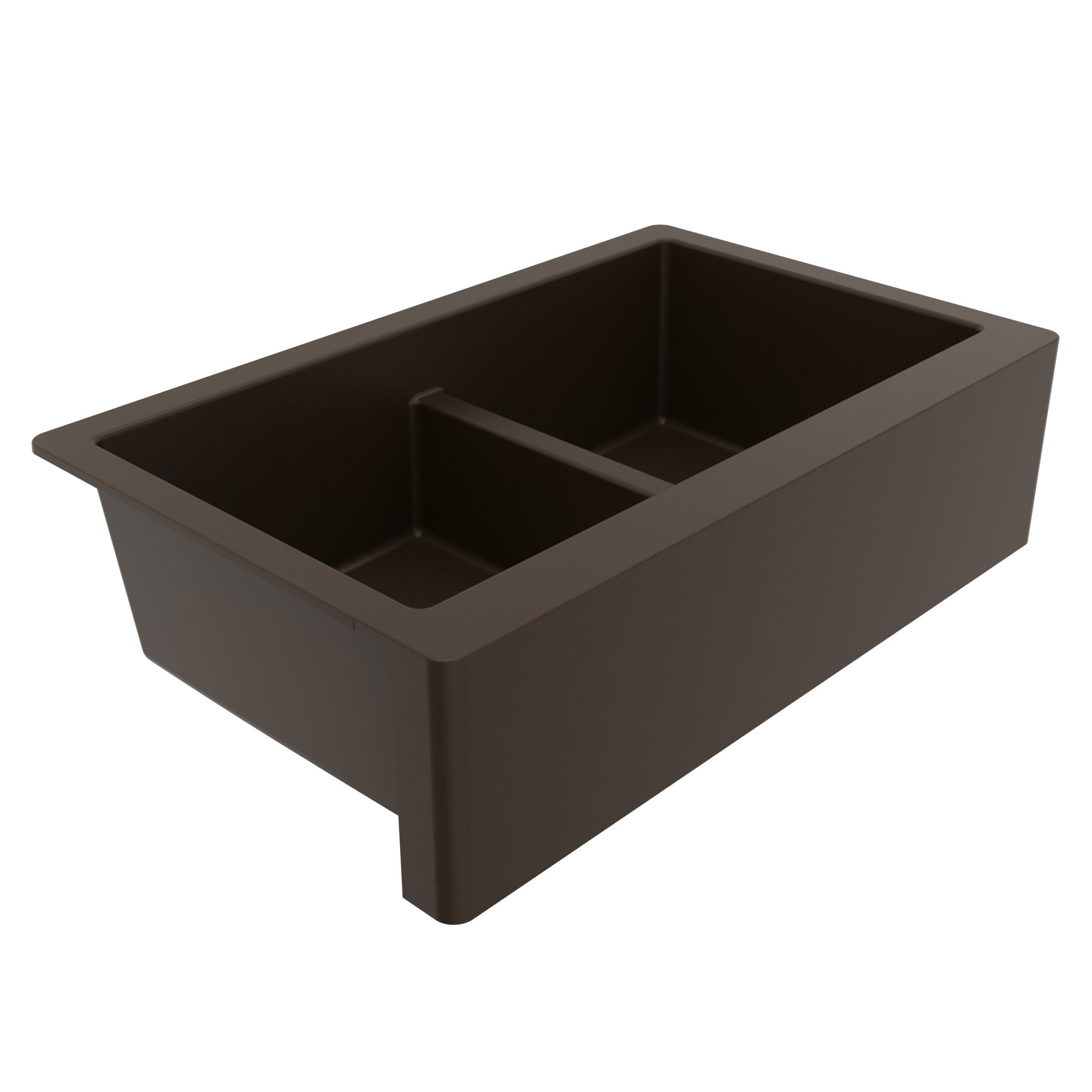 34" Farmhouse Double Equal Bowl Quartz Composite Kitchen Sink In Brown