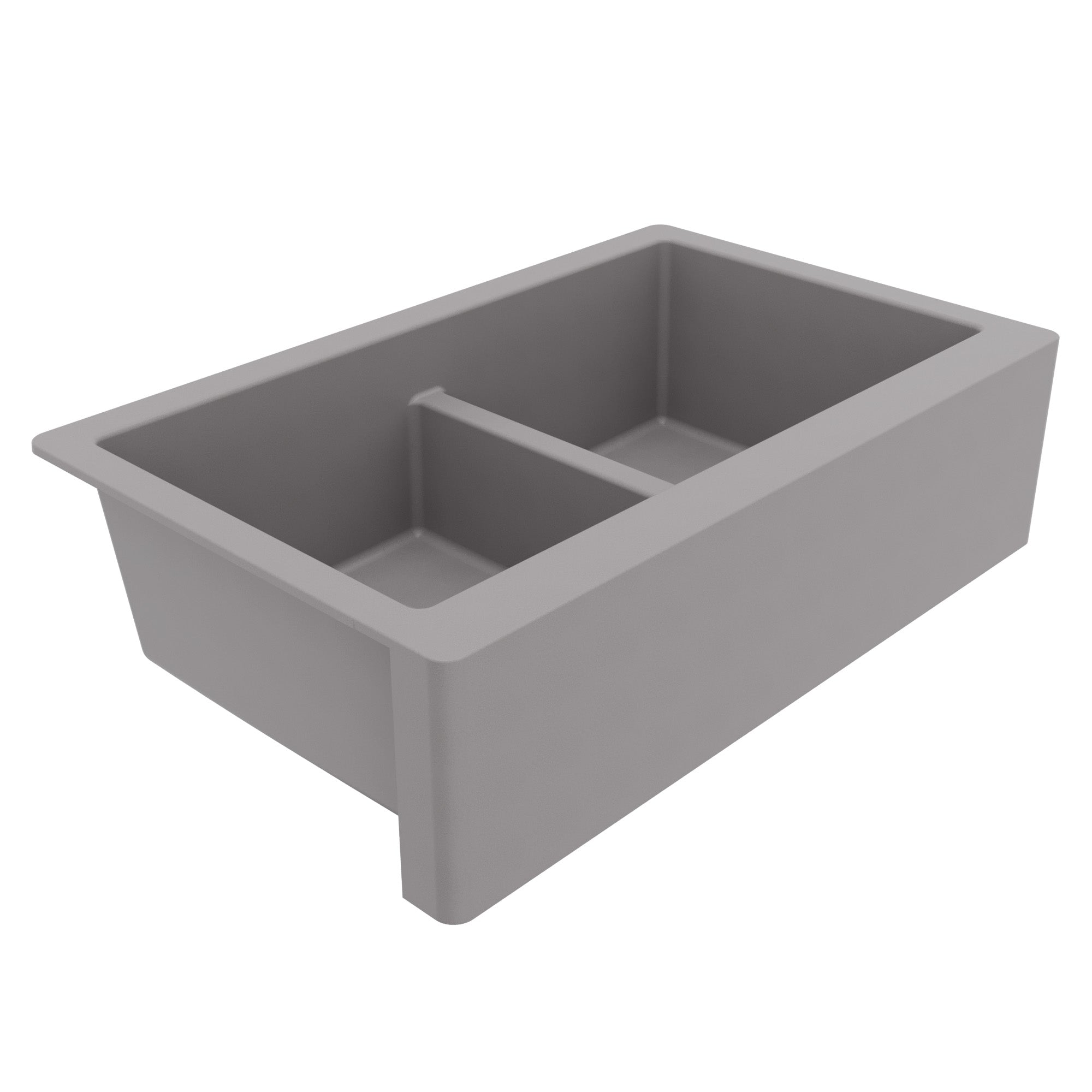 34" Farmhouse Double Equal Bowl Quartz Composite Kitchen Sink In Grey