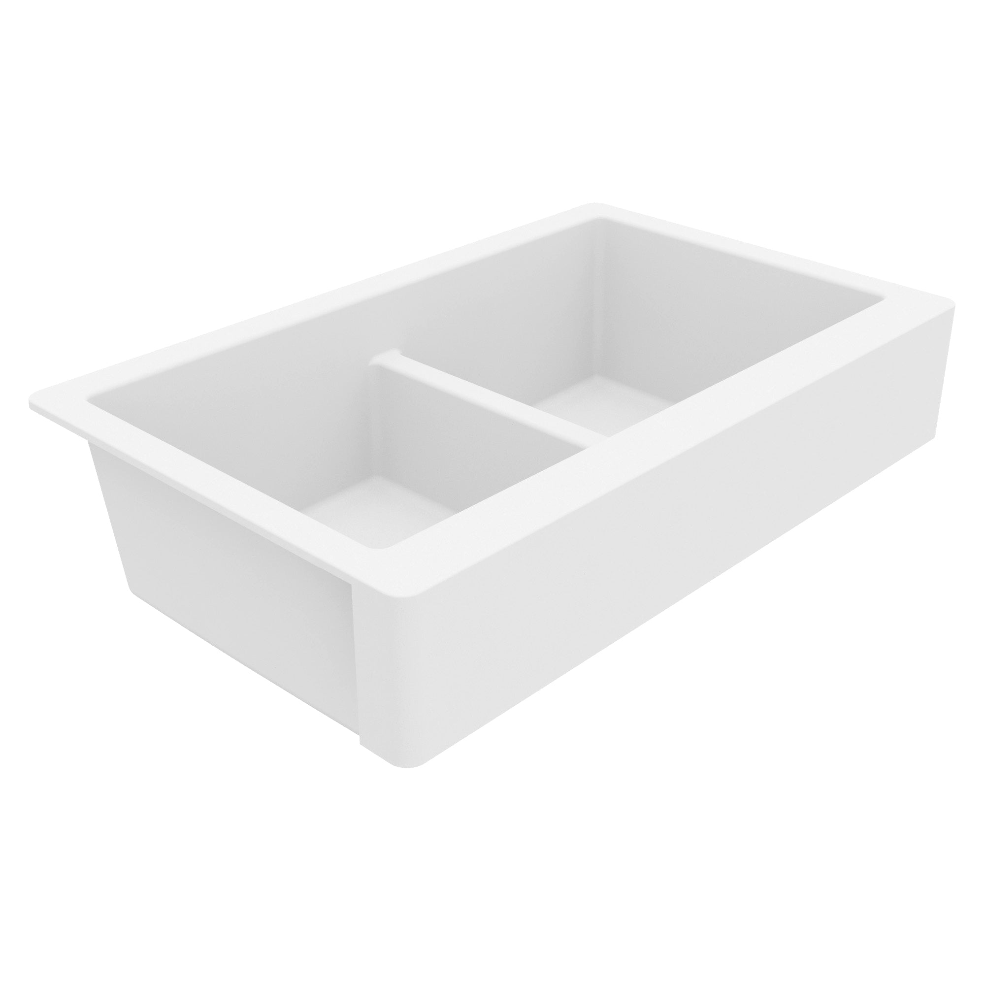 34" Retrofit Farmhouse Double Equal Bowl Quartz Composite Kitchen Sink In White