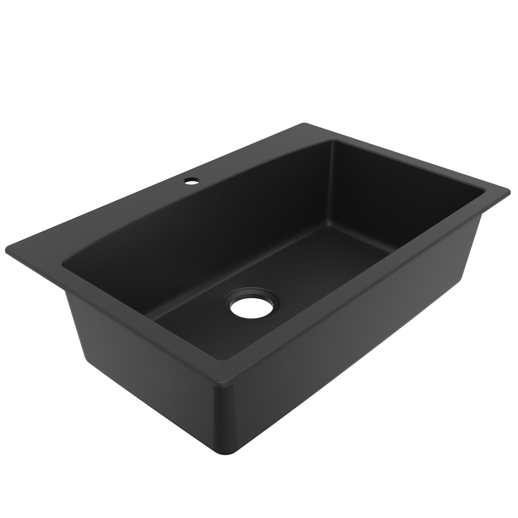 33" Top Mount Large Single Bowl Quartz Composite Kitchen Sink In Black