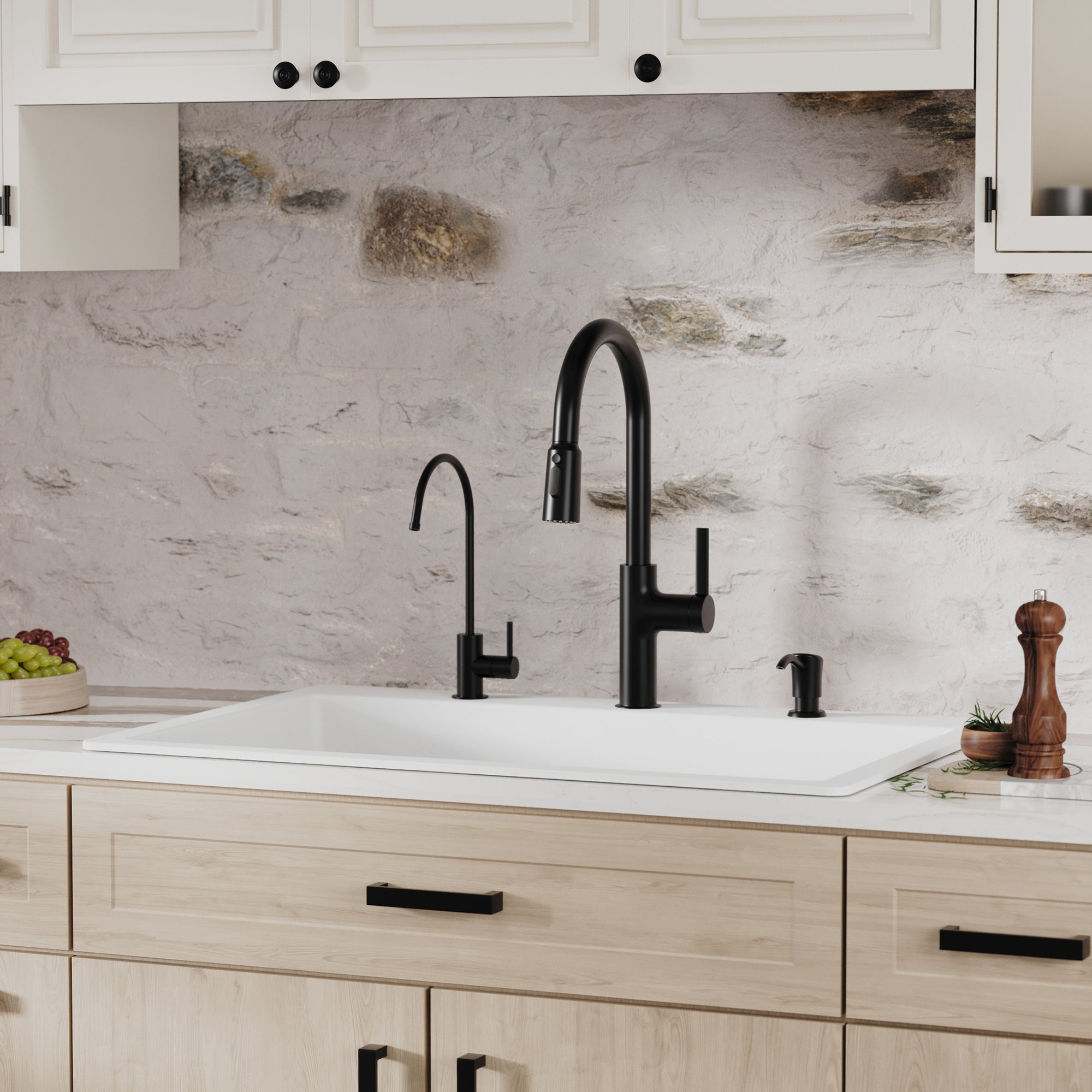 33" Top Mount Single Bowl Quartz Composite Kitchen Sink In White
