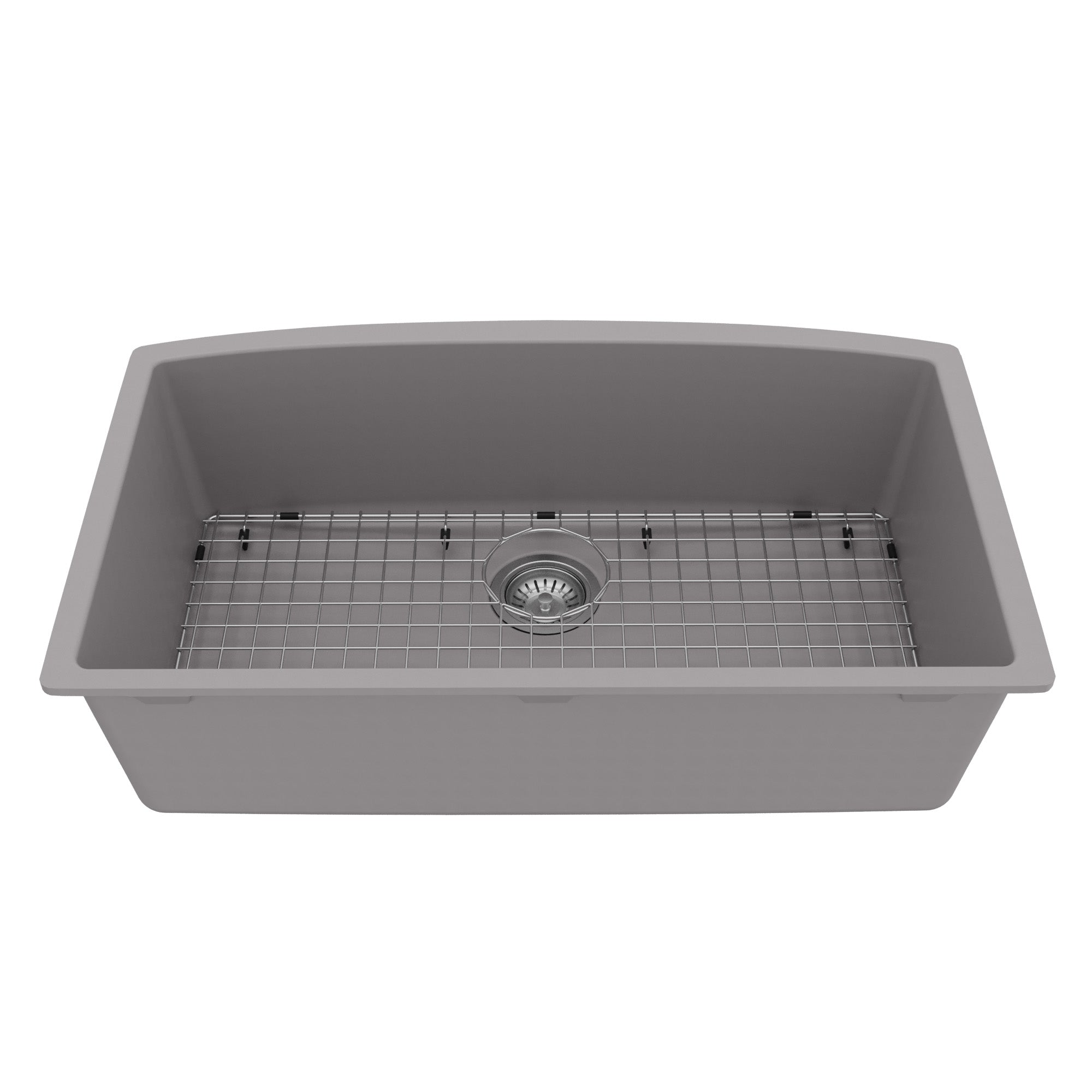 32-1/2" Undermount Large Single Bowl Quartz Composite Kitchen Sink Kit In Grey