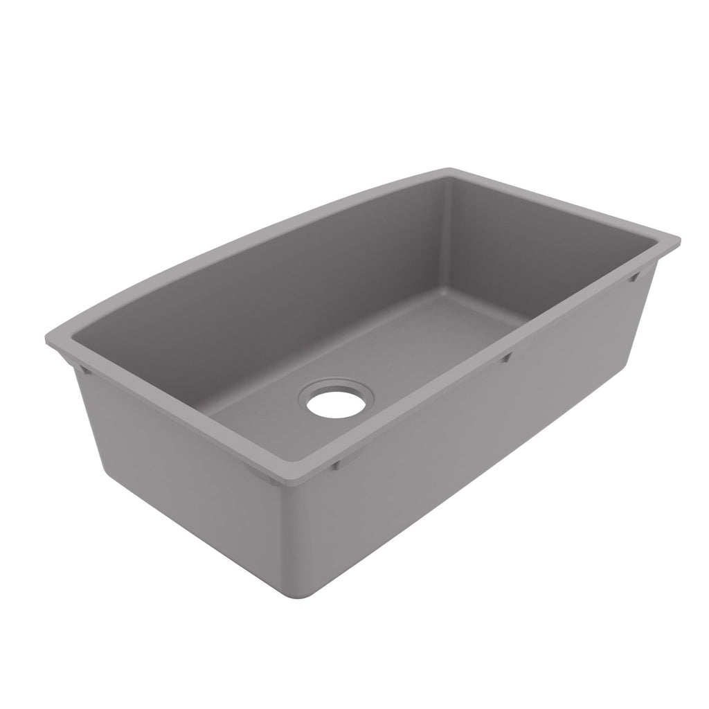 32-1/2" Undermount Large Single Bowl Quartz Composite Kitchen Sink In Grey