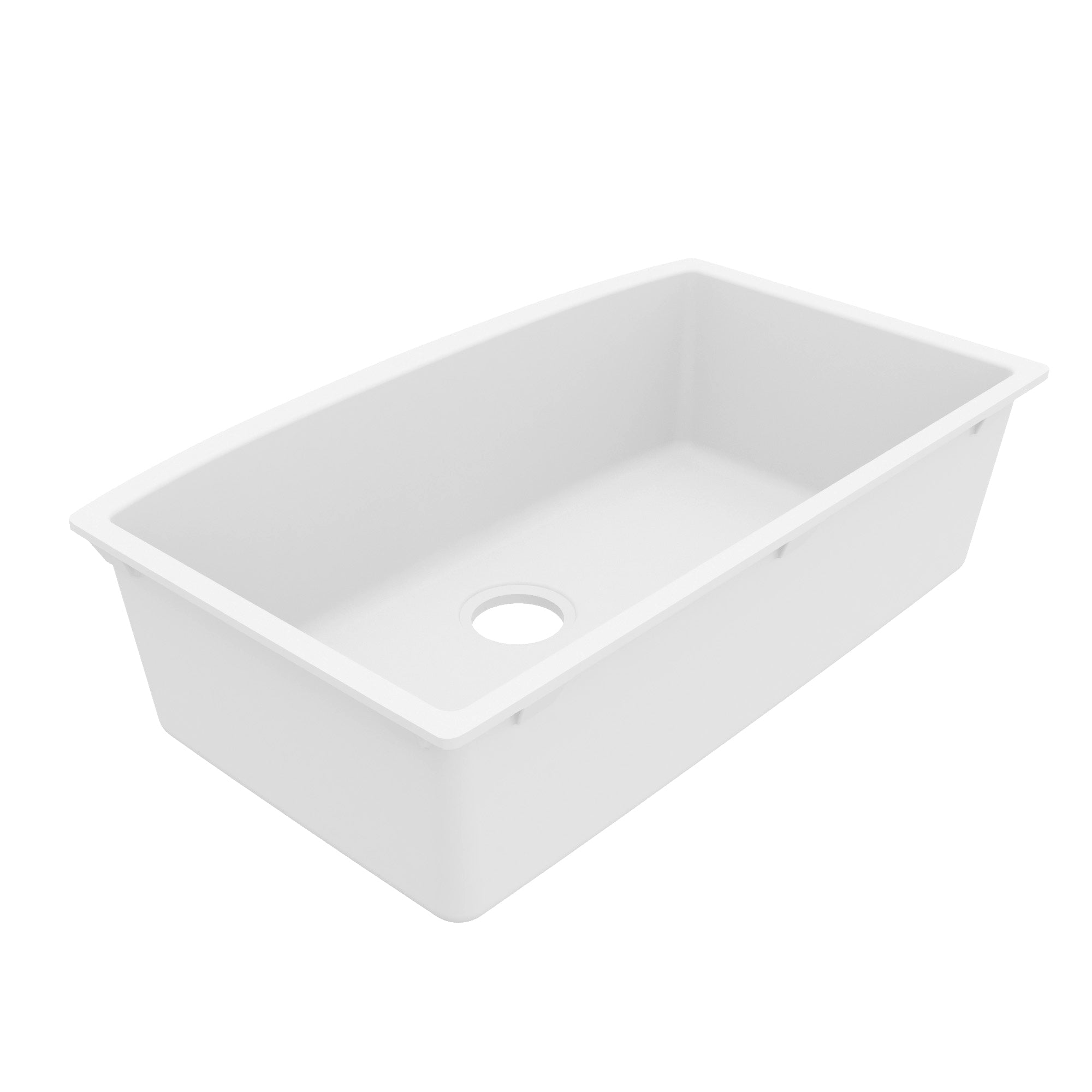 32-1/2" Undermount Large Single Bowl Quartz Composite Kitchen Sink In White