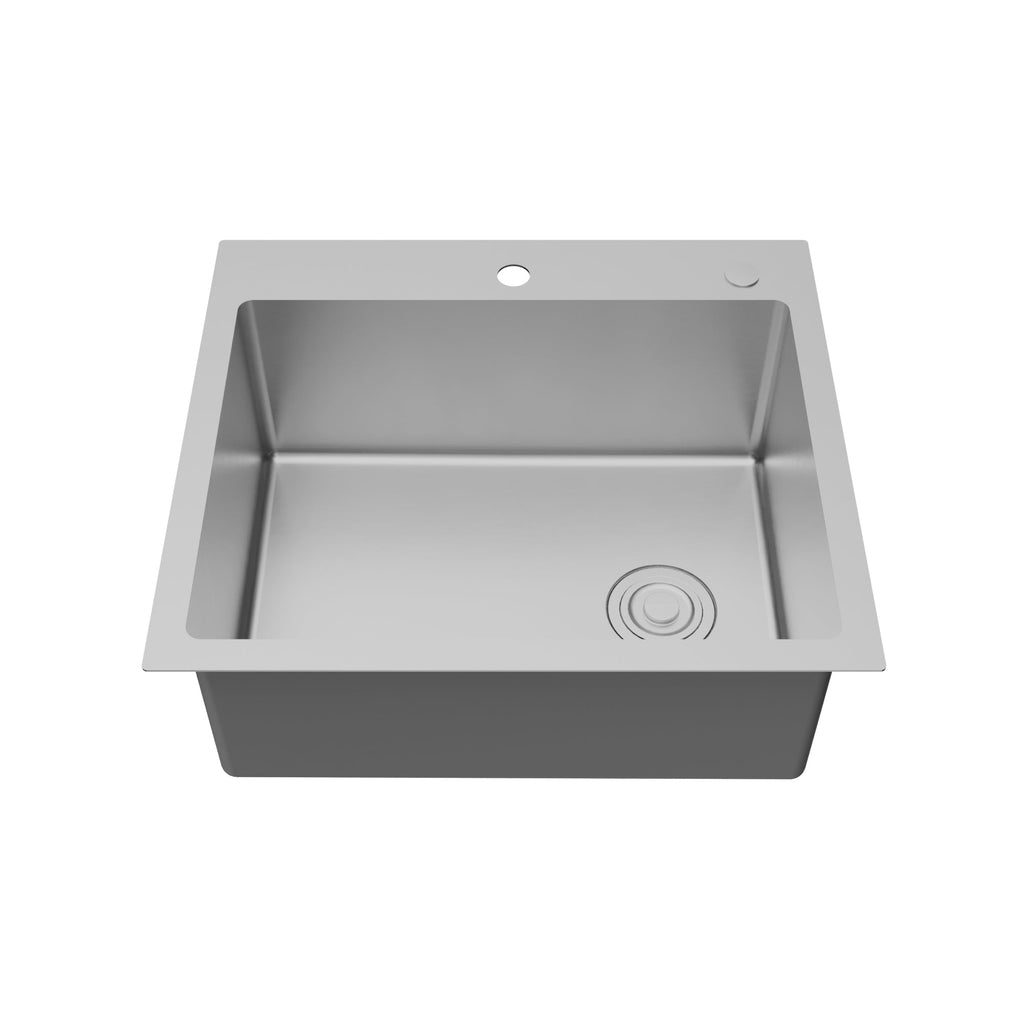 Fusion 25" Top Mount 16 Gauge Single Bowl Stainless Steel Sink with Accessories
