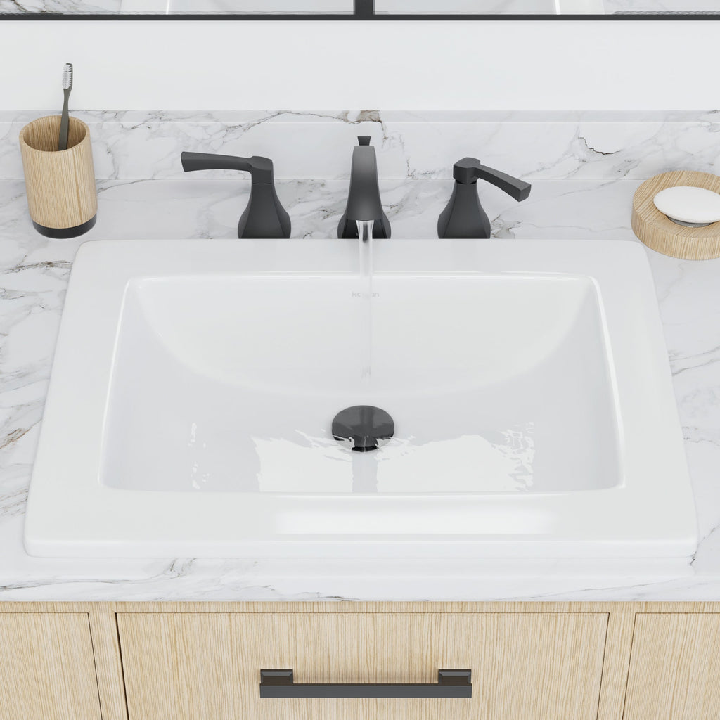 Valera 23" Rectangular Top Mount Vitreous China Bathroom Sink In White
