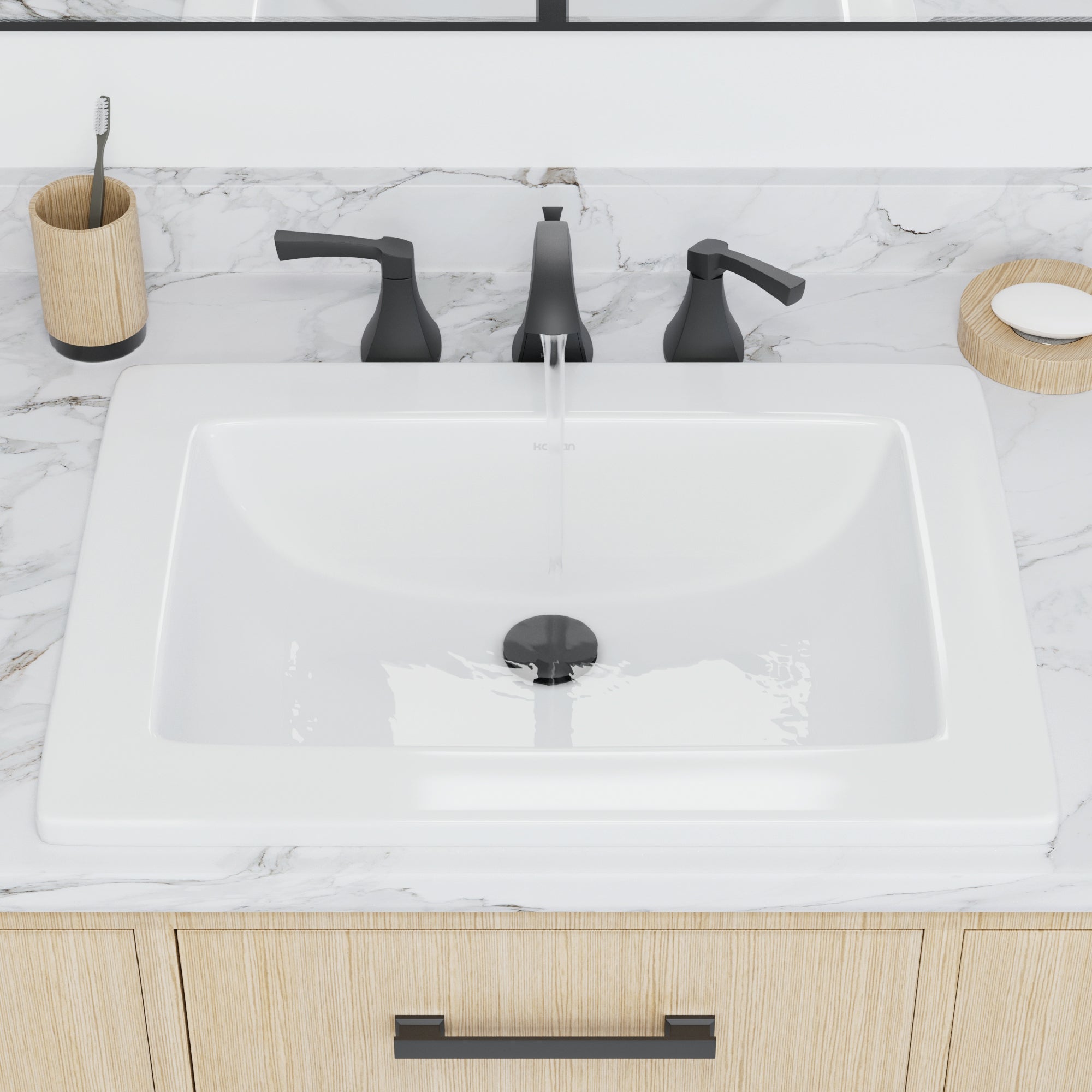 Valera 23" Rectangular Top Mount Vitreous China Bathroom Sink In White