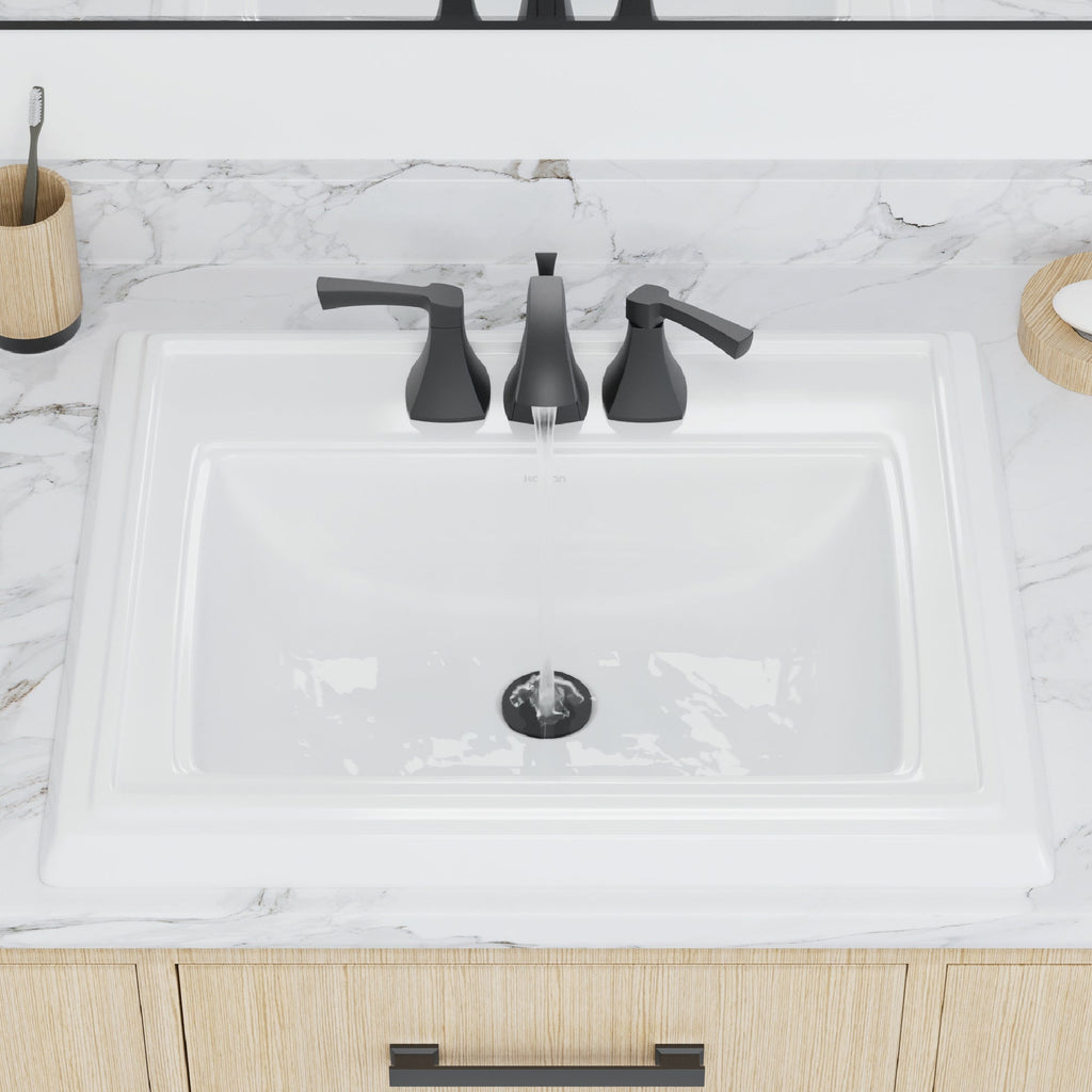 Valera 23" Rectangular Top Mount Vitreous China Bathroom Sink In White