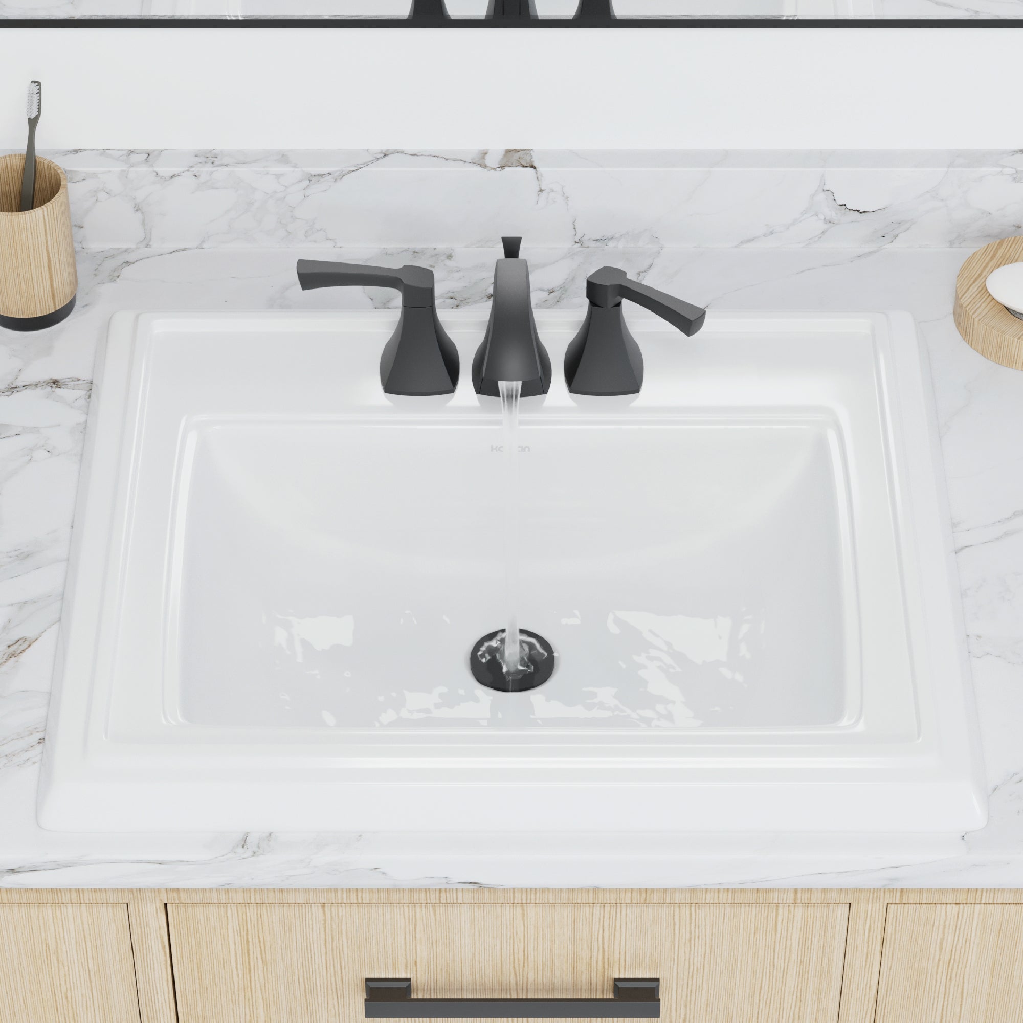 Valera 23" Rectangular Top Mount Vitreous China Bathroom Sink In White