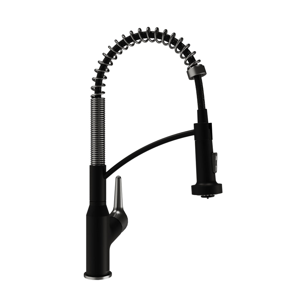 Scottsdale Single Handle Pull-Down Sprayer Commercial Style Kitchen Faucet In Matte Black / Spot-Free Gunmetal Grey