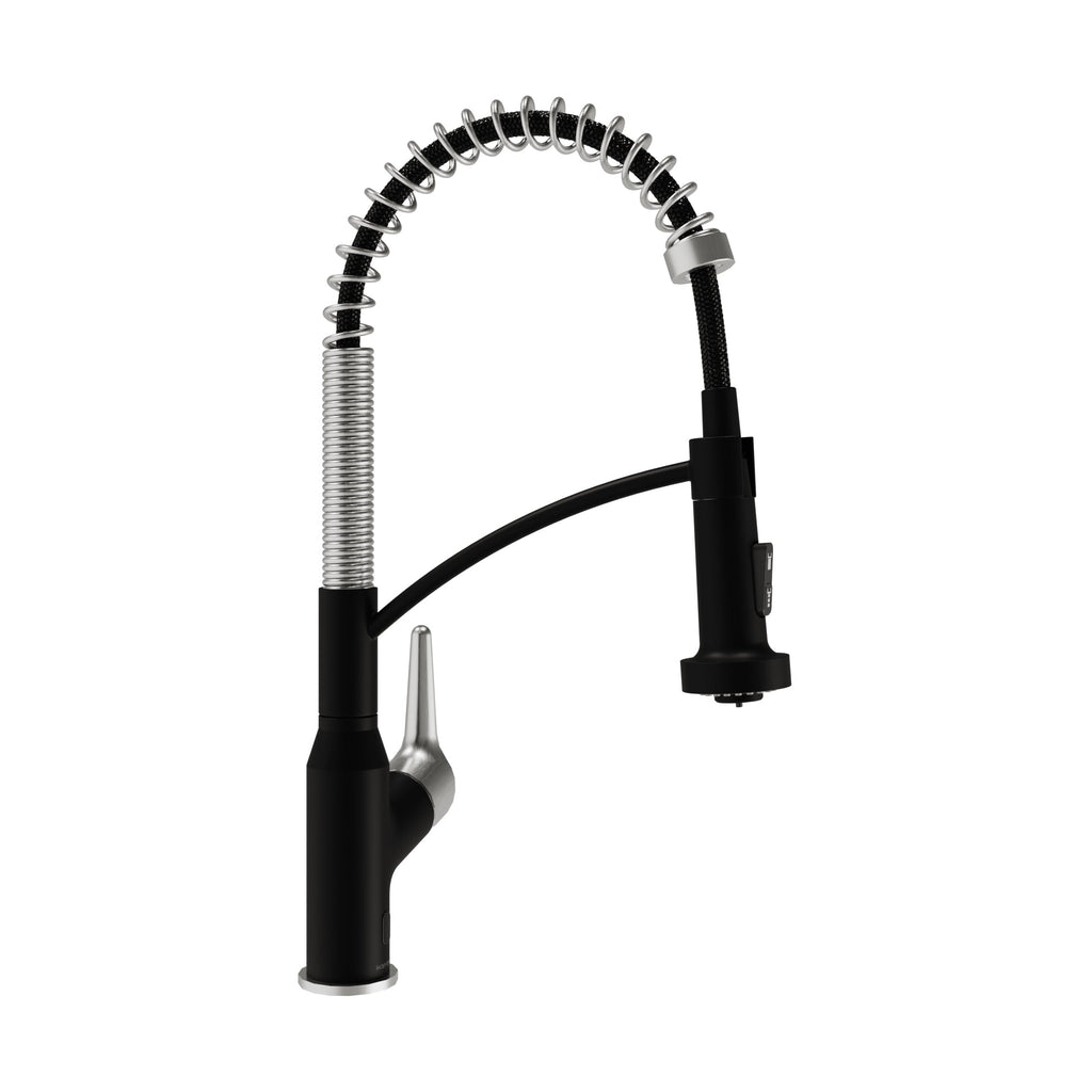 Scottsdale Single Handle Pull-Down Sprayer Kitchen Faucet In Matte Black & Spot-Free Stainless Steel