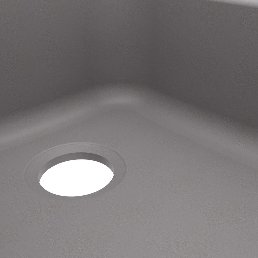 32-3/8" Seamless Undermount Double Offset Bowl Quartz Composite Kitchen Sink In Grey