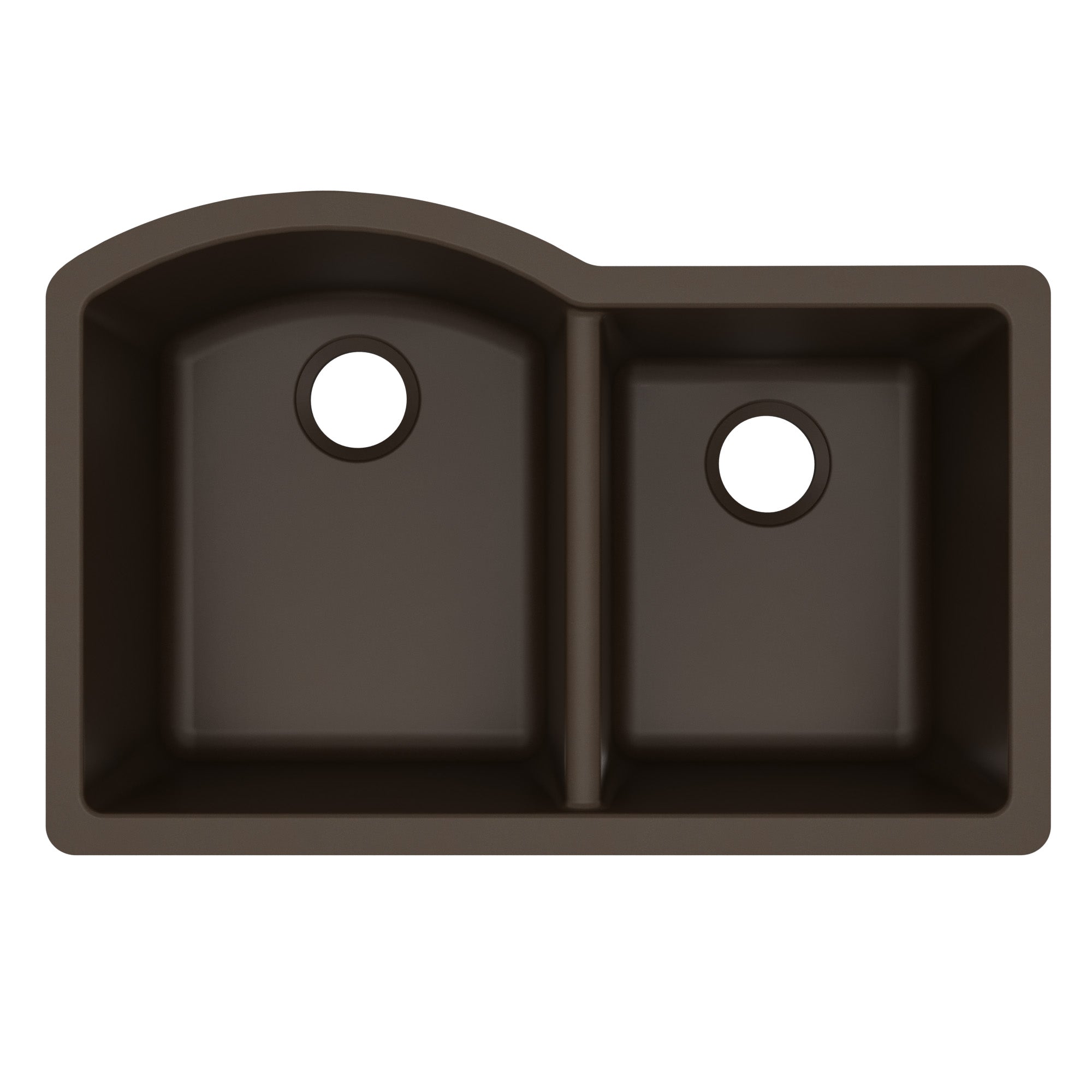 32-1/4" Undermount Double Offset Bowl Quartz Composite Kitchen Sink In Brown