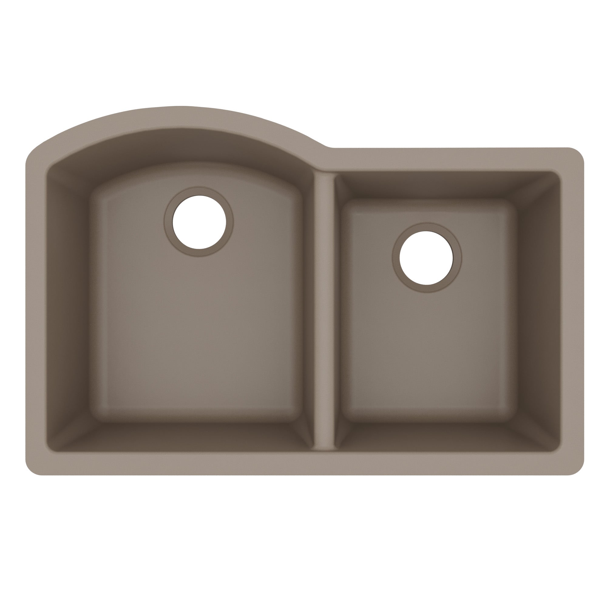 32-1/4" Undermount Double Offset Bowl Quartz Composite Kitchen Sink In Concrete