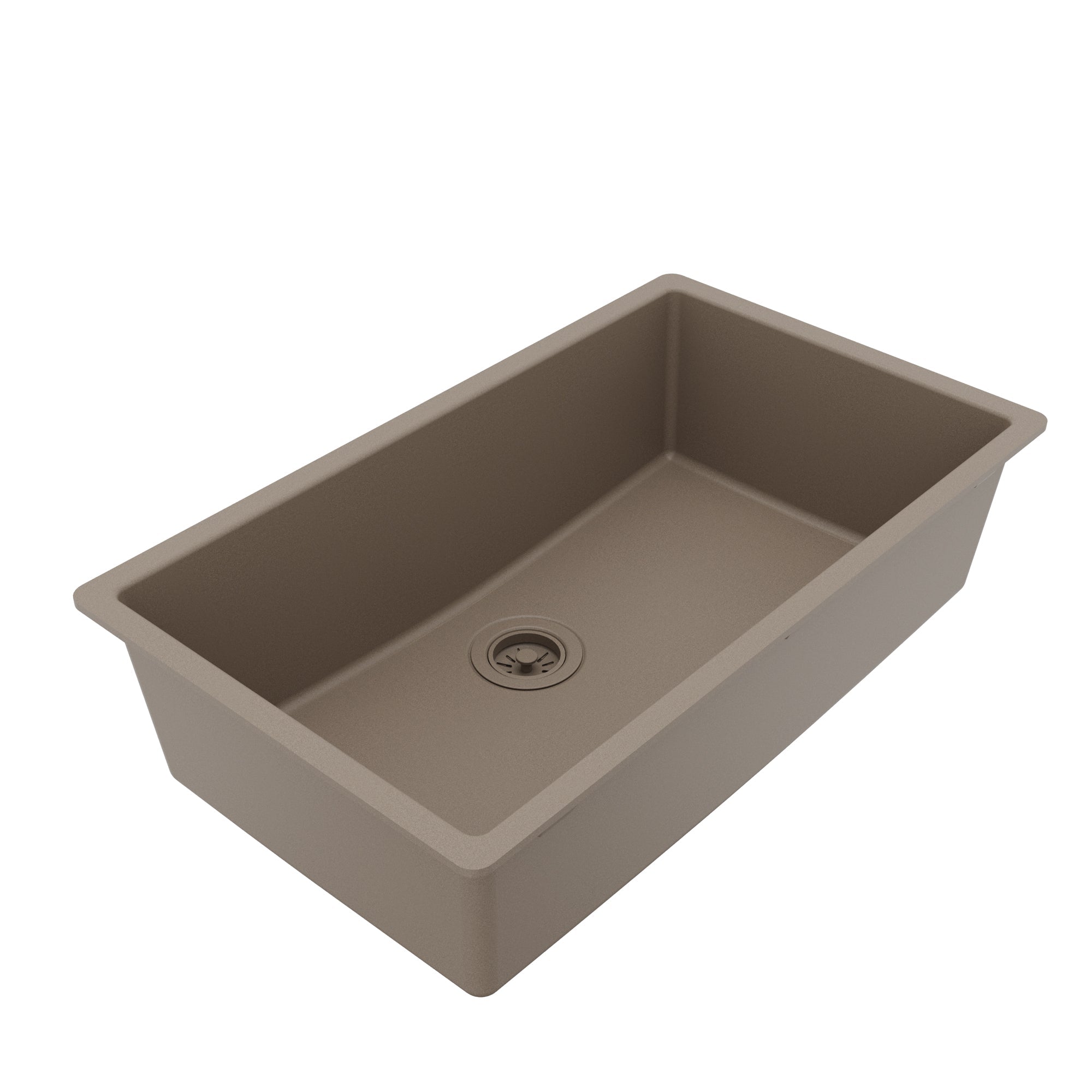 32-3/8" Undermount Large Single Bowl Quartz Composite Kitchen Sink In Concrete