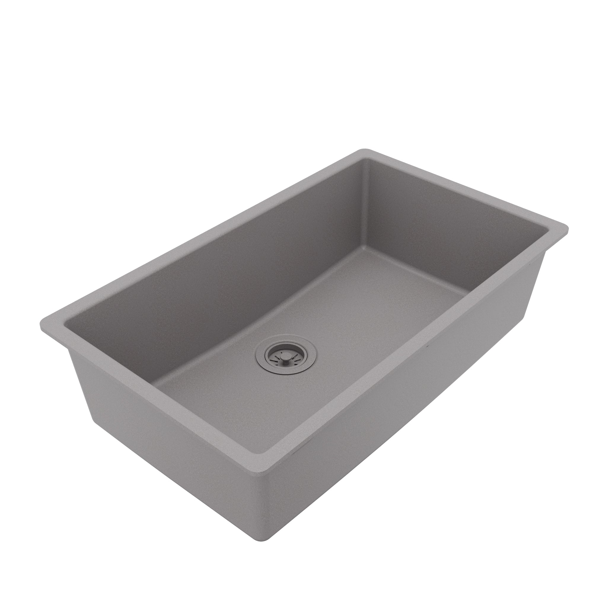 32-3/8" Undermount Large Single Bowl Quartz Composite Kitchen Sink In Grey