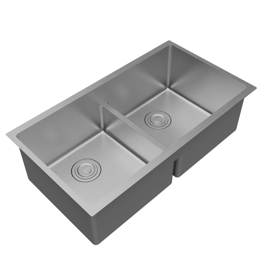 Fusion 33" Undermount 16 Gauge Double Bowl Stainless Steel Sink with Accessories