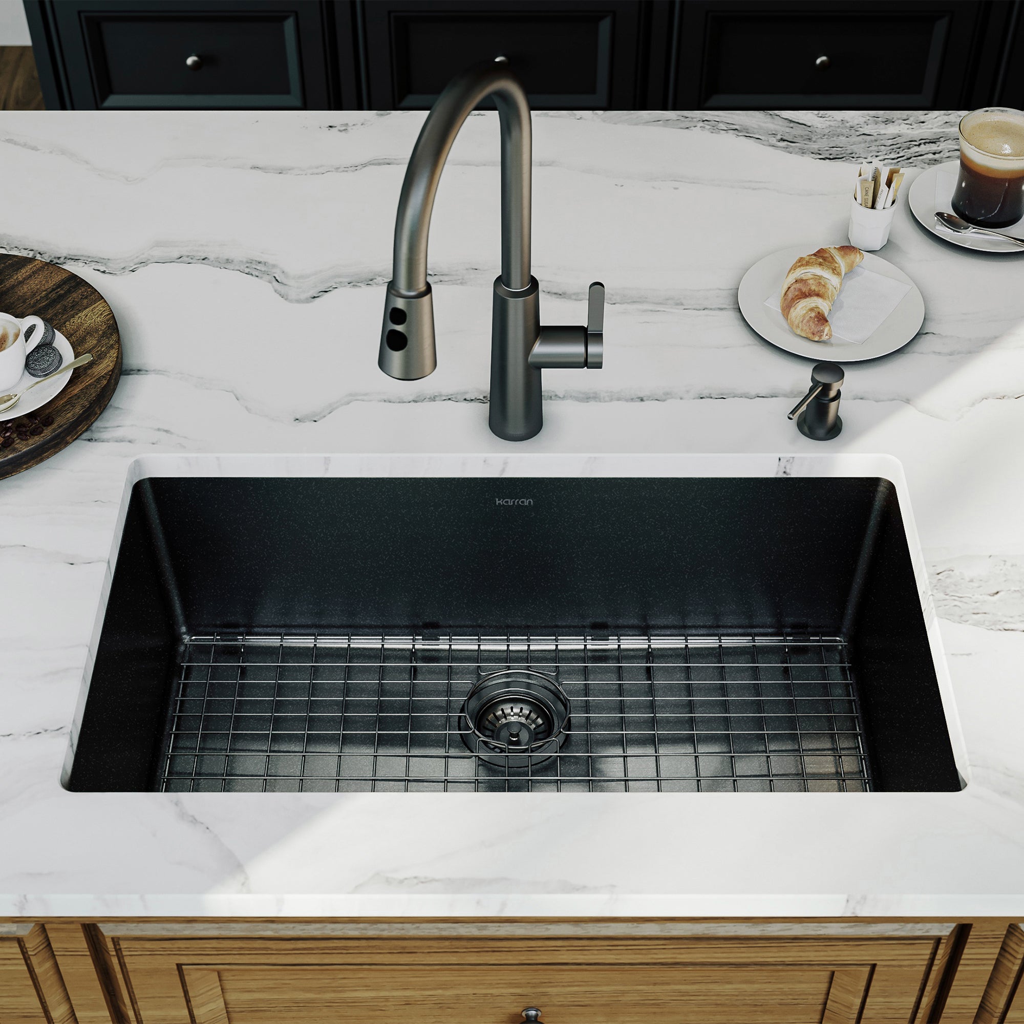 Elite 32" Undermount 16 Gauge Single Bowl Stainless Steel Kitchen Sink In Gunmetal Black