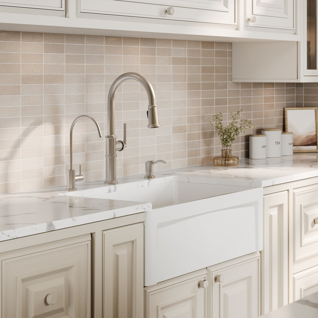 Fireclay 30" Reversible Apron Front Single Bowl Kitchen Sink In White