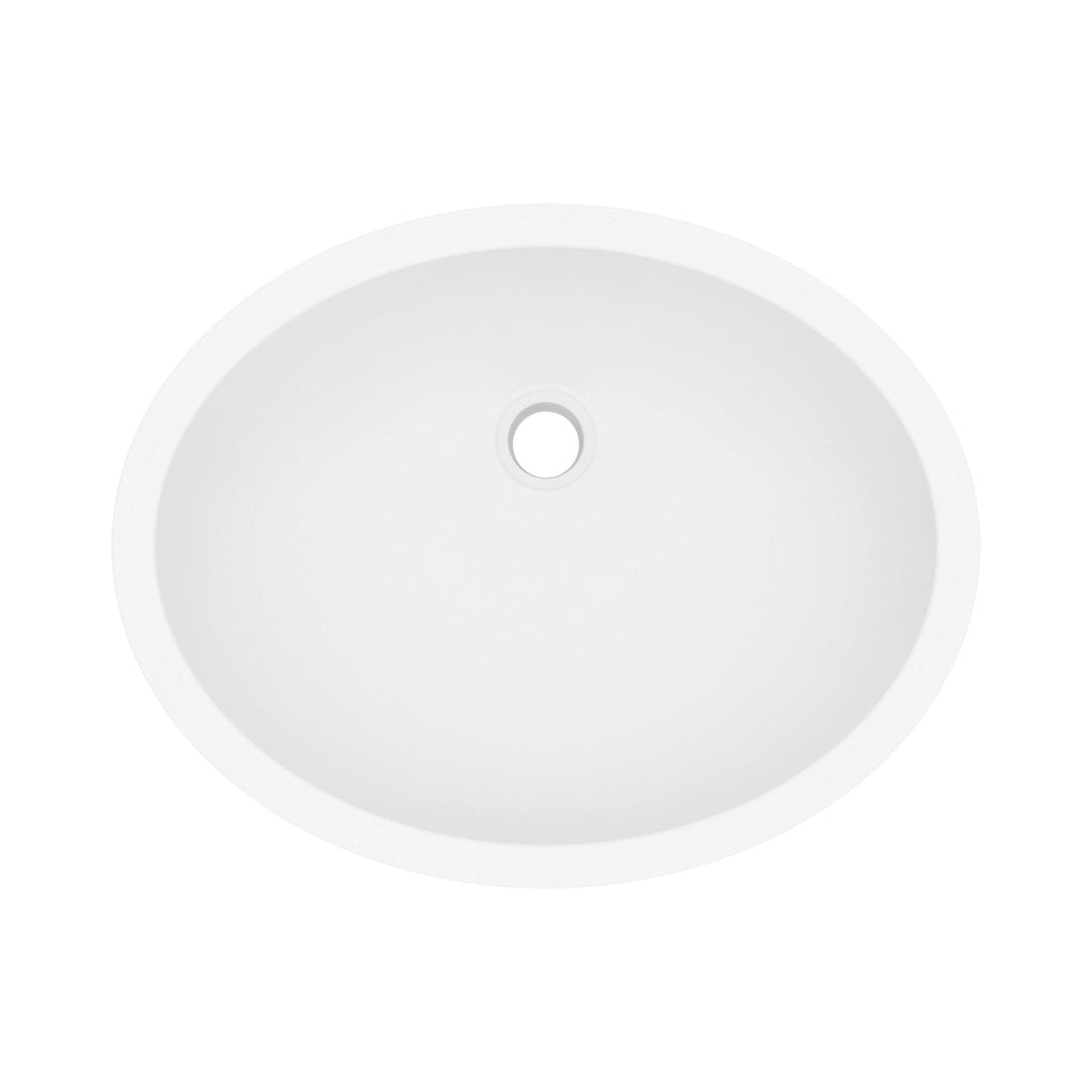 19" Seamless Undermount Quartz Composite Bathroom Sink In White