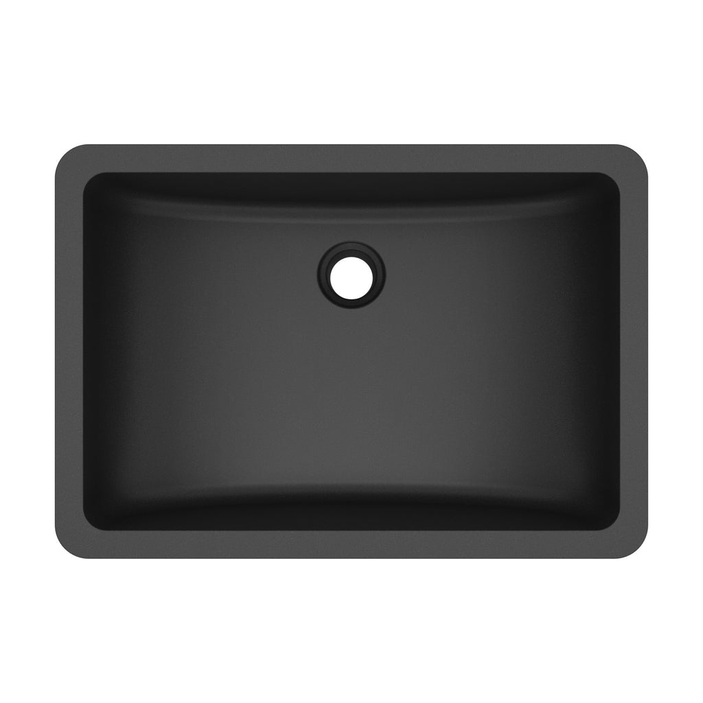 20" Seamless Undermount Quartz Composite Bathroom Sink In Black