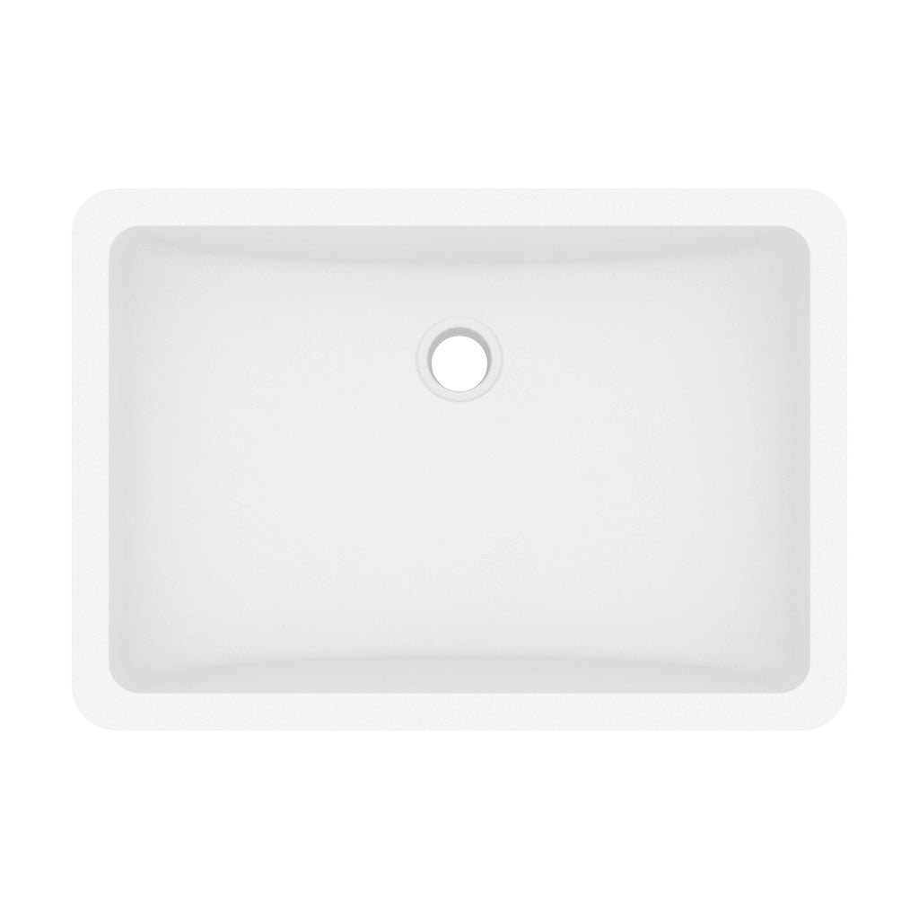 20" Seamless Undermount Quartz Composite Bathroom Sink In White