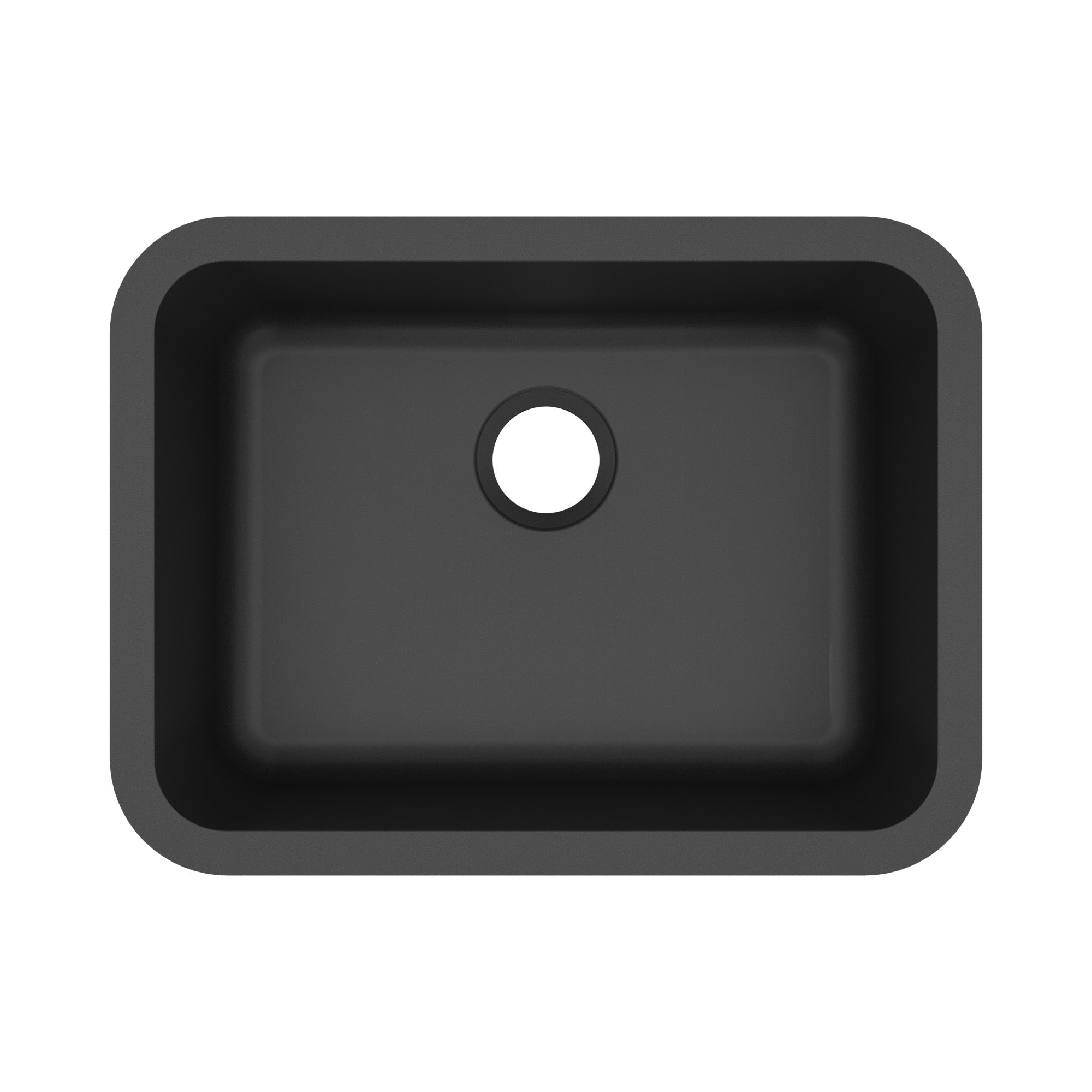 24-1/8" Seamless Undermount Single Bowl Quartz Composite Kitchen Sink In Black