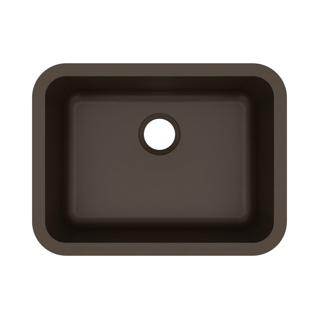 24-1/8" Seamless Undermount Single Bowl Quartz Composite Kitchen Sink In Brown