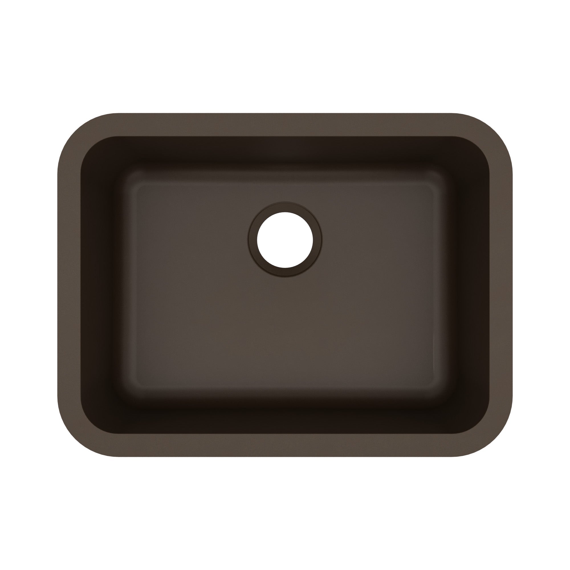 24-1/8" Seamless Undermount Single Bowl Quartz Composite Kitchen Sink In Brown