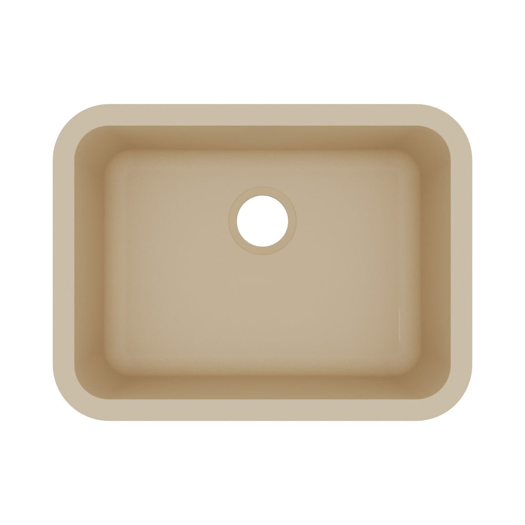24-1/8" Seamless Undermount Single Bowl Quartz Composite Kitchen Sink In Bisque