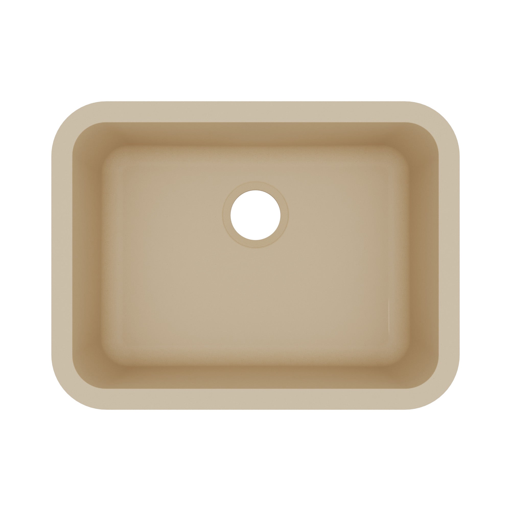 24-1/8" Seamless Undermount Single Bowl Quartz Composite Kitchen Sink In Bisque