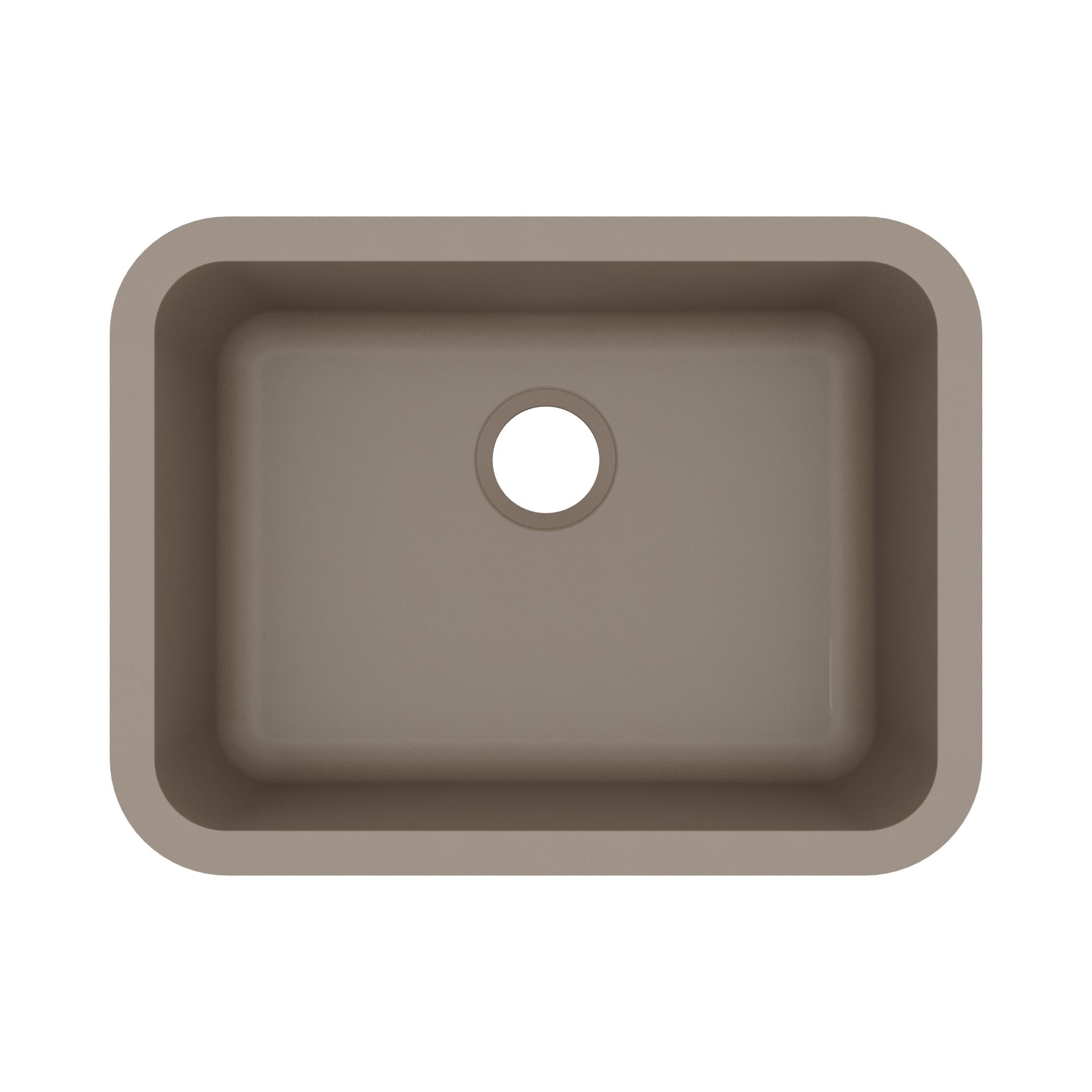 24-1/8" Seamless Undermount Single Bowl Quartz Composite Kitchen Sink In Concrete