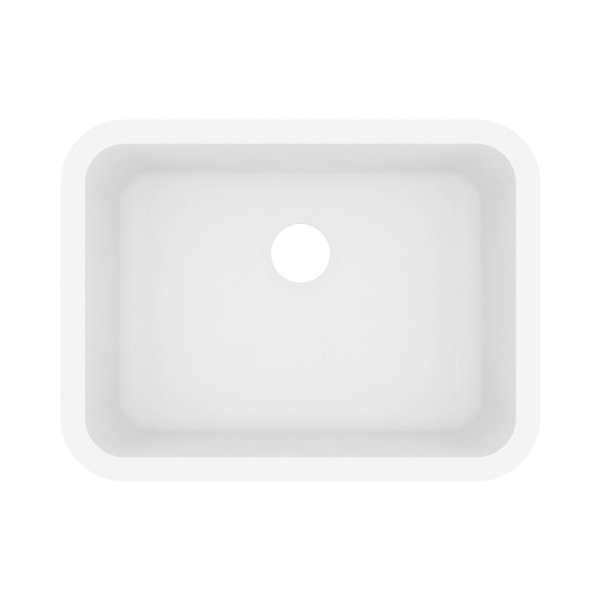24-1/8" Seamless Undermount Single Bowl Quartz Composite Kitchen Sink In White