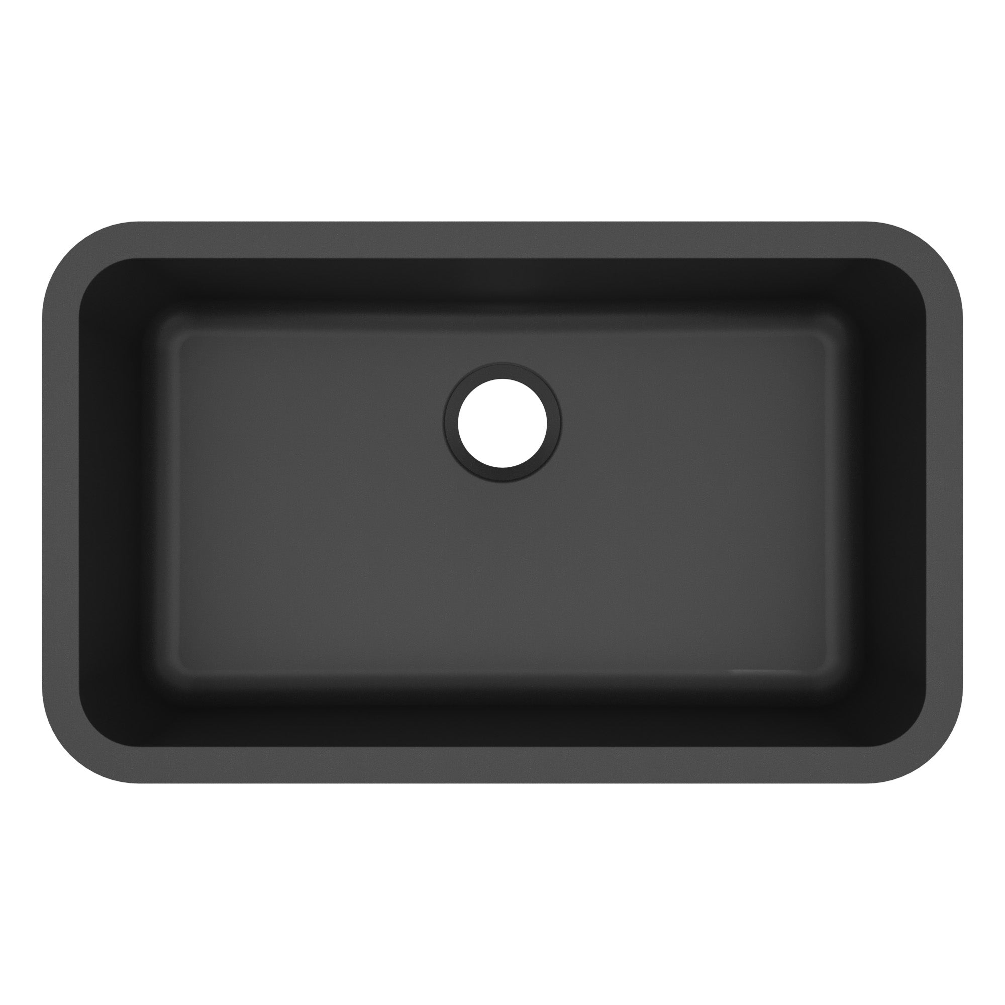 30-7/8" Seamless Undermount Large Single Bowl Quartz Composite Kitchen Sink In Black
