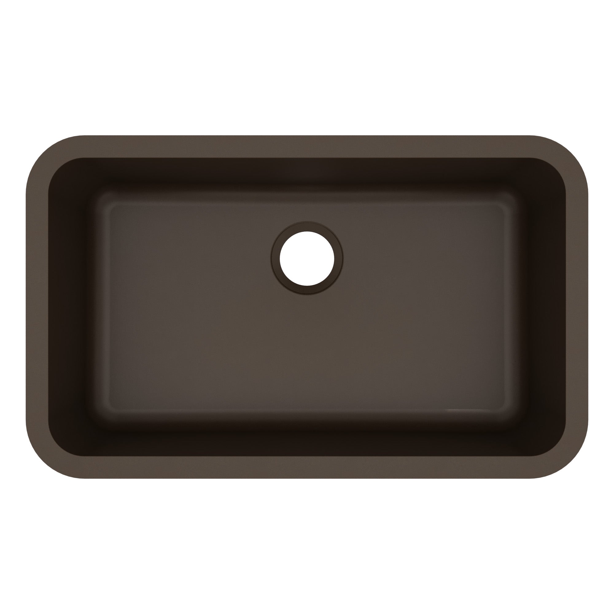 30-7/8" Seamless Undermount Large Single Bowl Quartz Composite Kitchen Sink In Brown