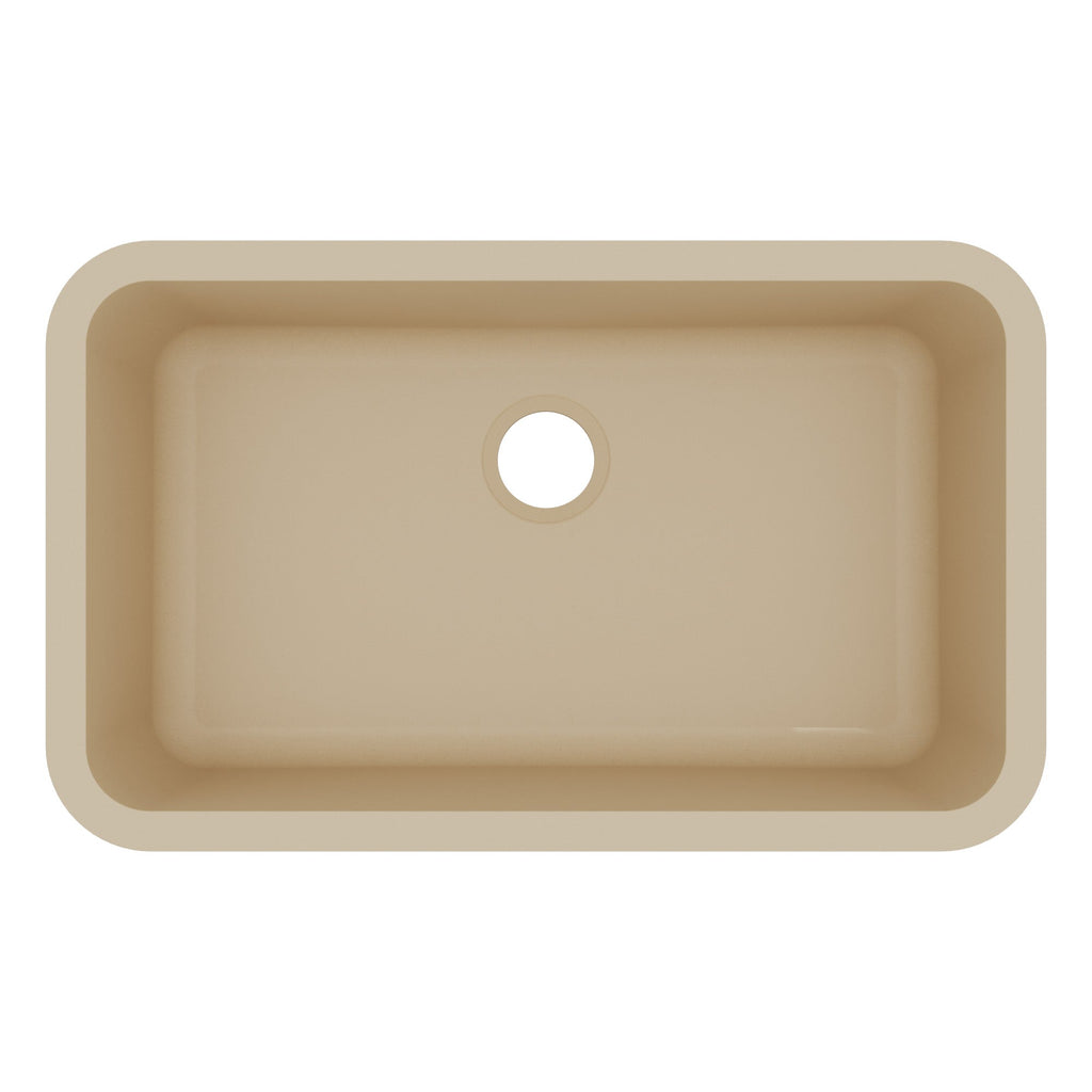 30-7/8" Seamless Undermount Large Single Bowl Quartz Composite Kitchen Sink In Bisque