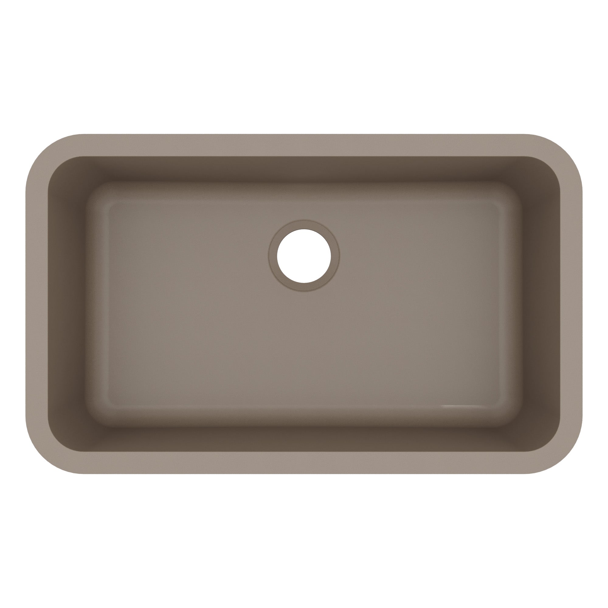 30-7/8" Seamless Undermount Large Single Bowl Quartz Composite Kitchen Sink In Concrete