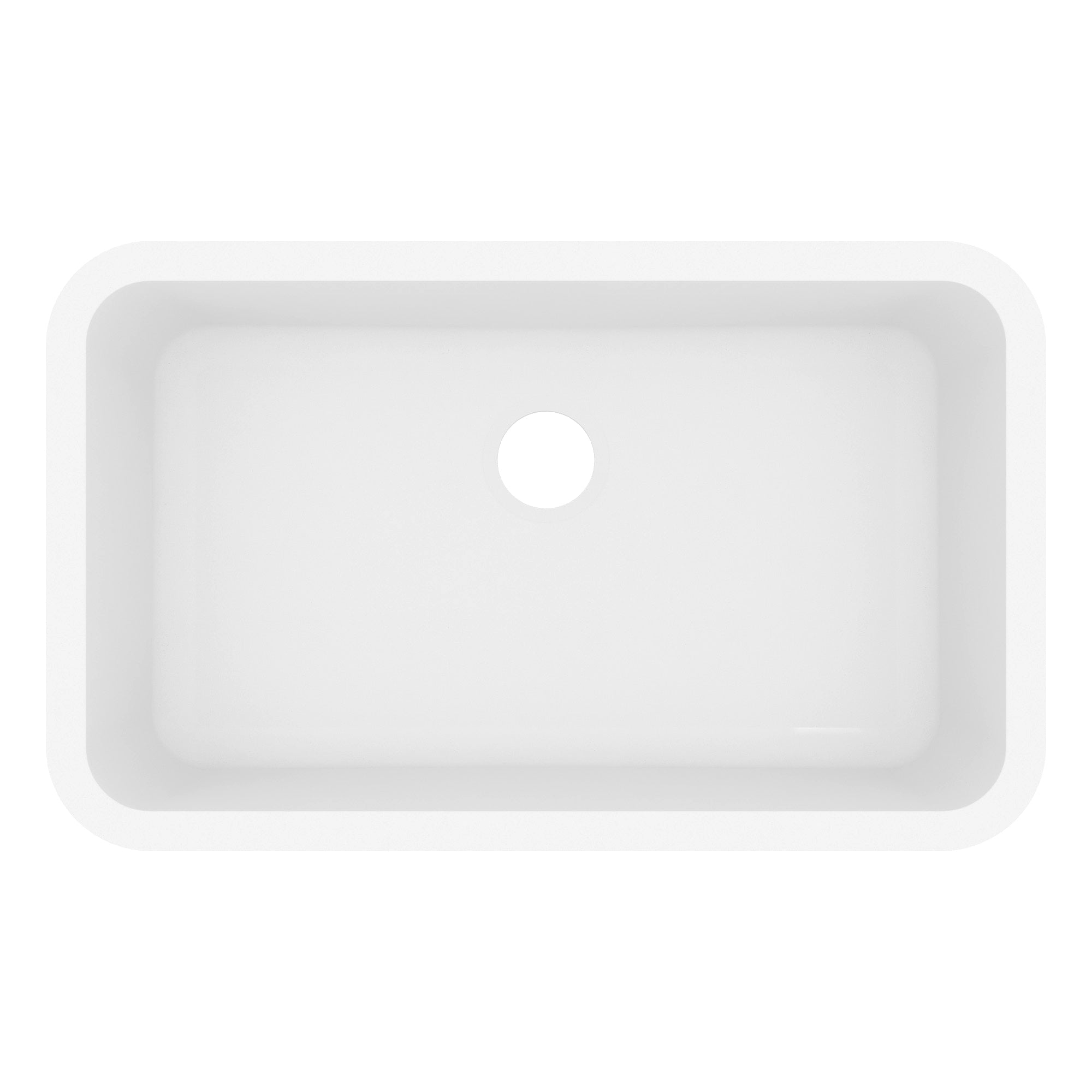 30-7/8" Seamless Undermount Large Single Bowl Quartz Composite Kitchen Sink In White