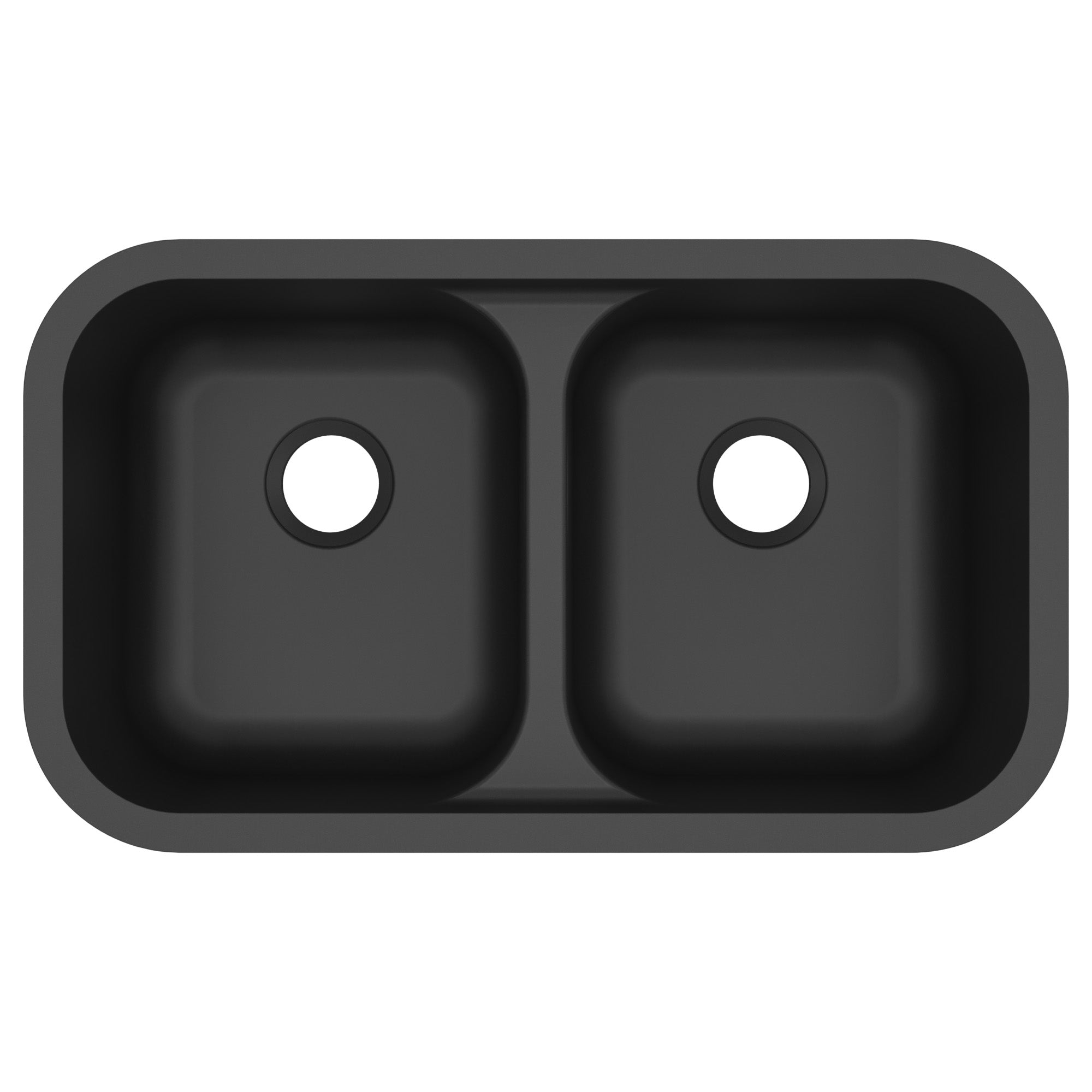 32-7/8" Seamless Undermount Doube Equal Bowl Quartz Composite Kitchen Sink In Black