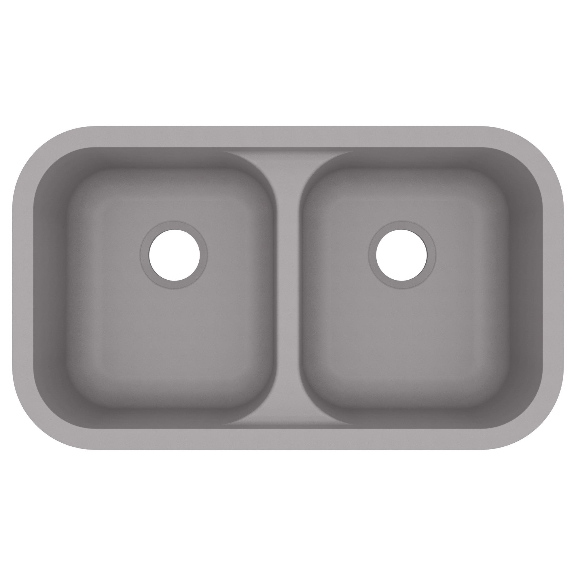 32-7/8" Seamless Undermount Doube Equal Bowl Quartz Composite Kitchen Sink In Grey