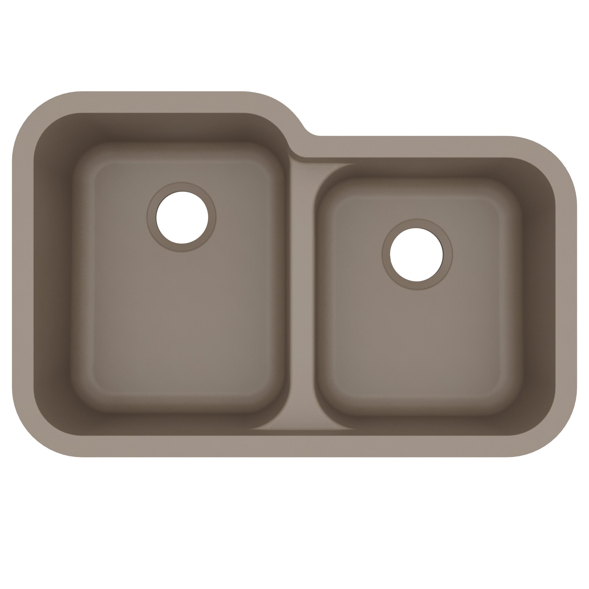 32-3/8" Seamless Undermount Double Offset Bowl Quartz Composite Kitchen Sink In Concrete