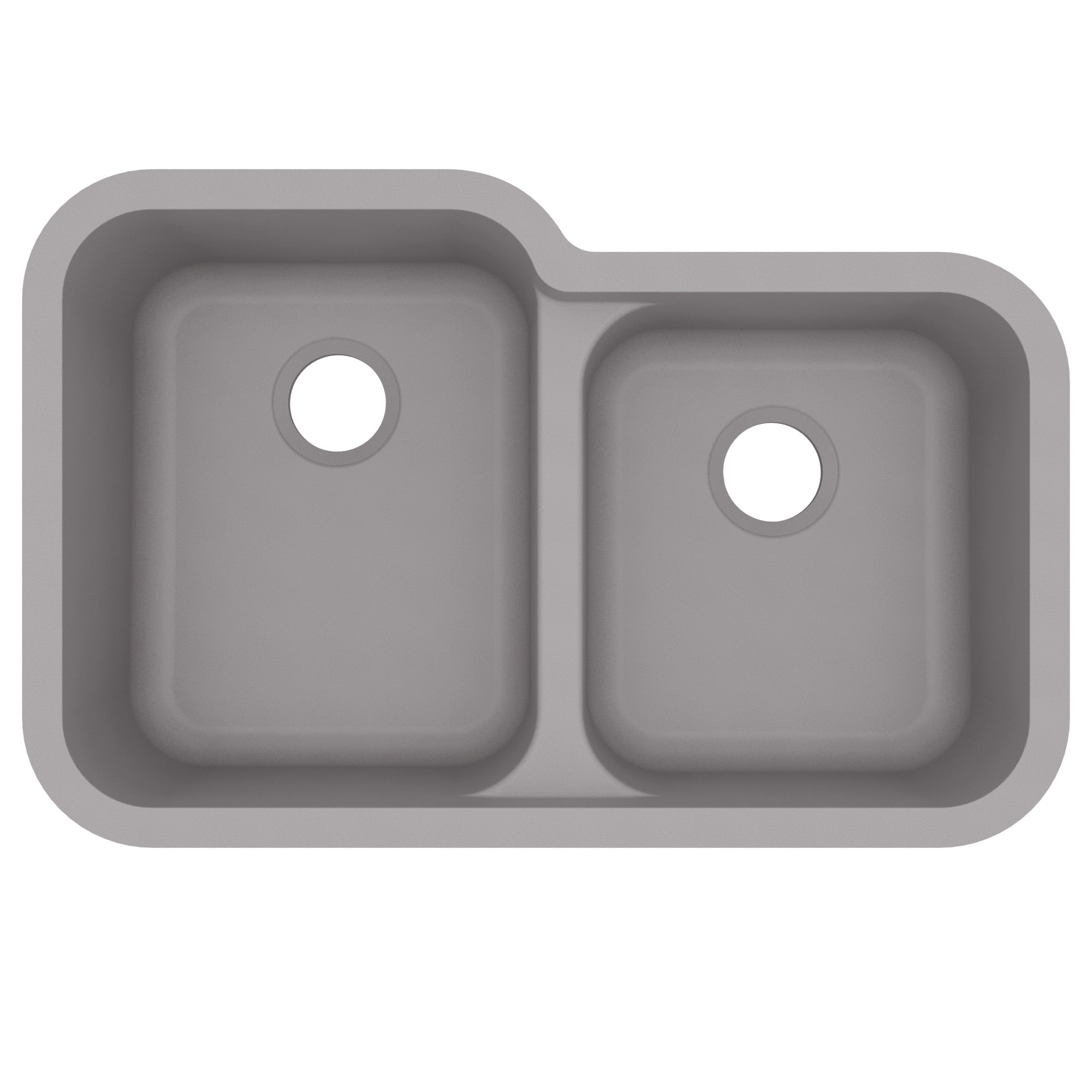 32-3/8" Seamless Undermount Double Offset Bowl Quartz Composite Kitchen Sink In Grey