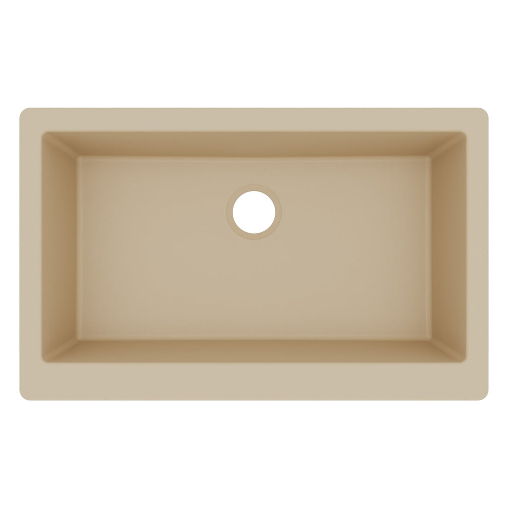34" Farmhouse Large Single Bowl Quartz Composite Kitchen Sink In Bisque