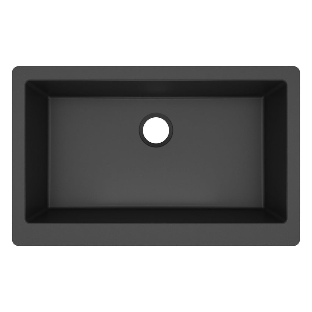 34" Farmhouse Large Single Bowl Quartz Composite Kitchen Sink In Black